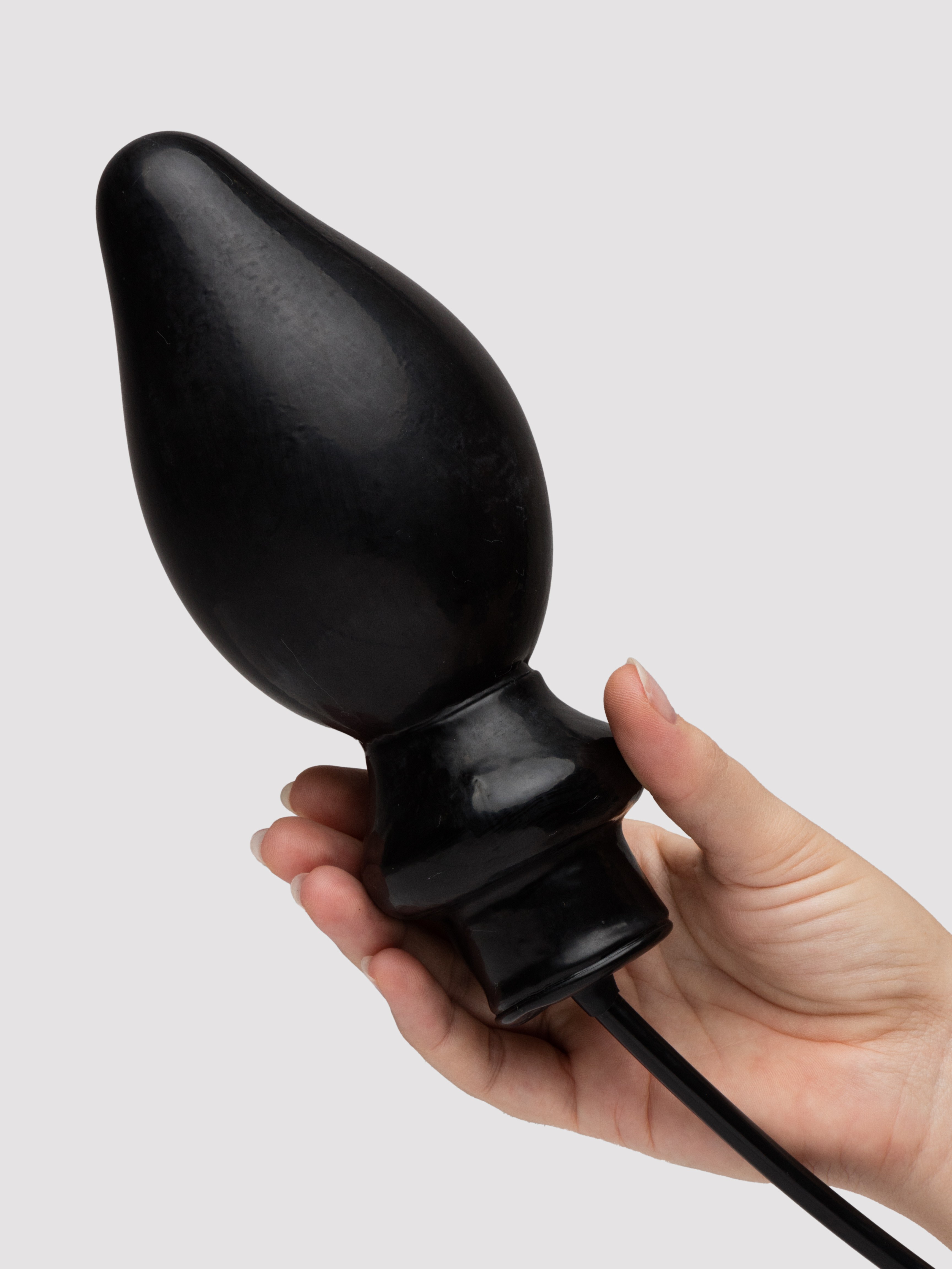 Inflatable Latex Butt Plug, Black, hi-res