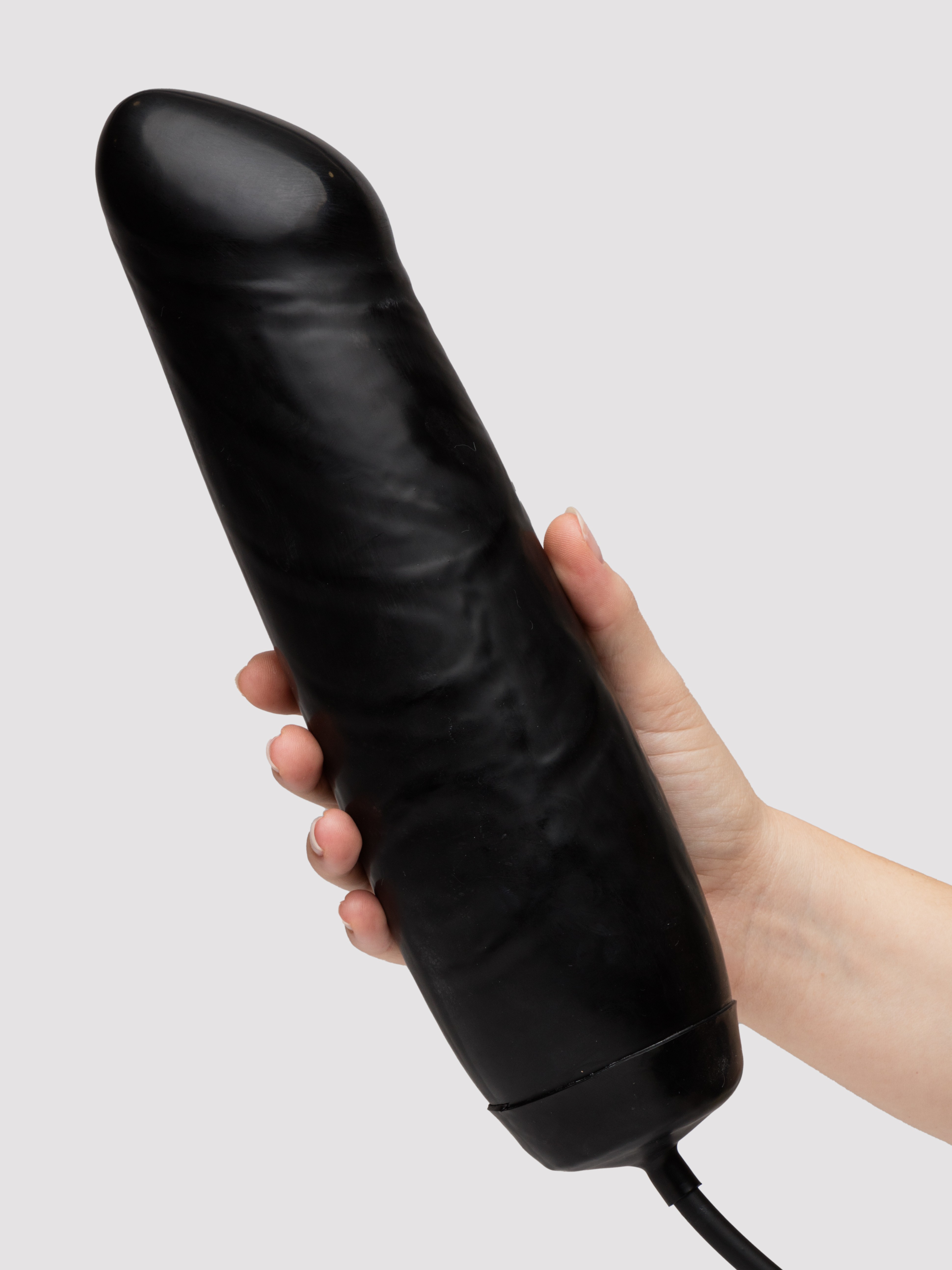 Inflatable Large Realistic Dildo 9 Inch, Black, hi-res