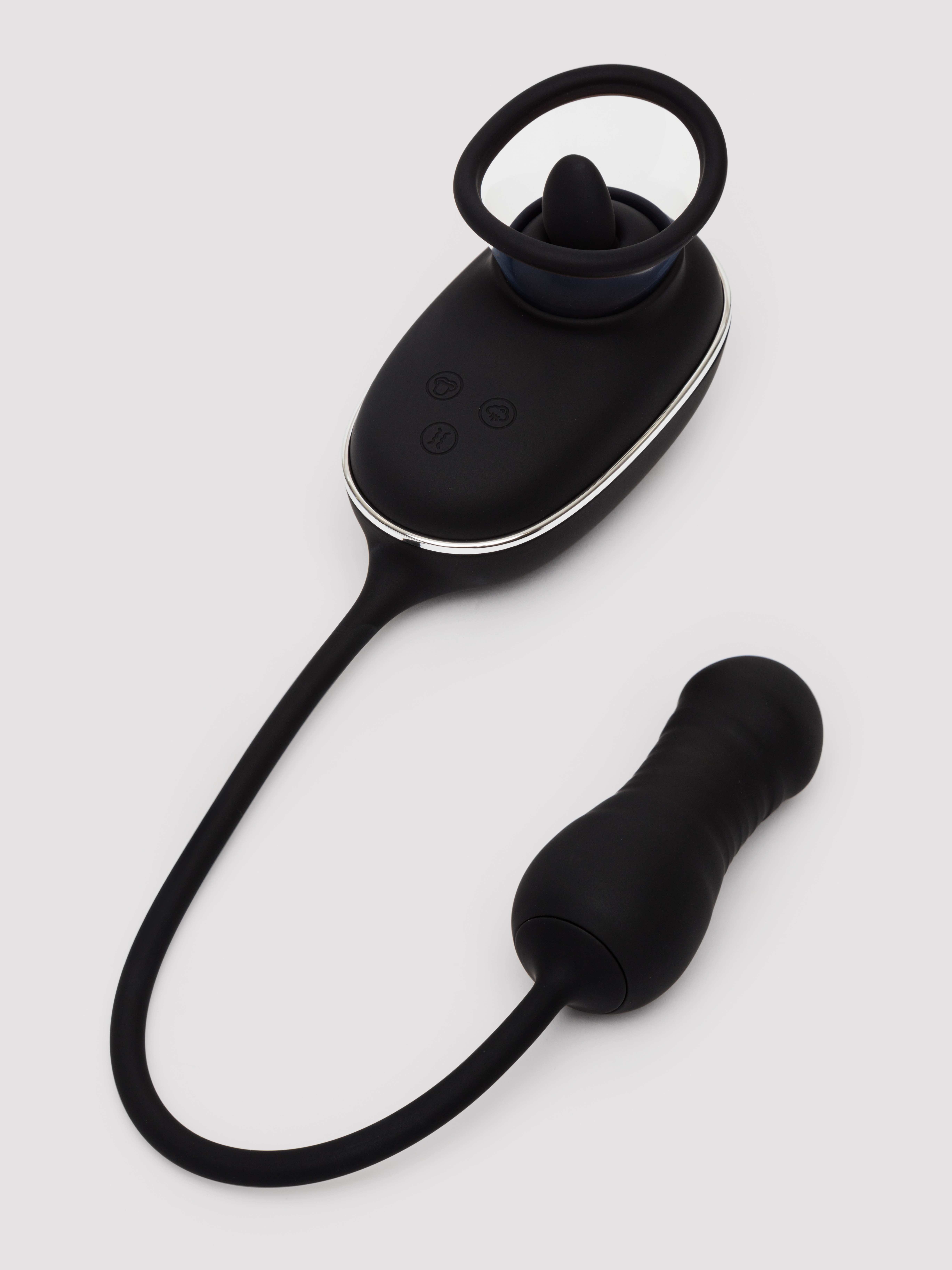 Lovehoney Supreme Sensation Rechargeable Pussy Pump with Thrusting Egg, Black, hi-res