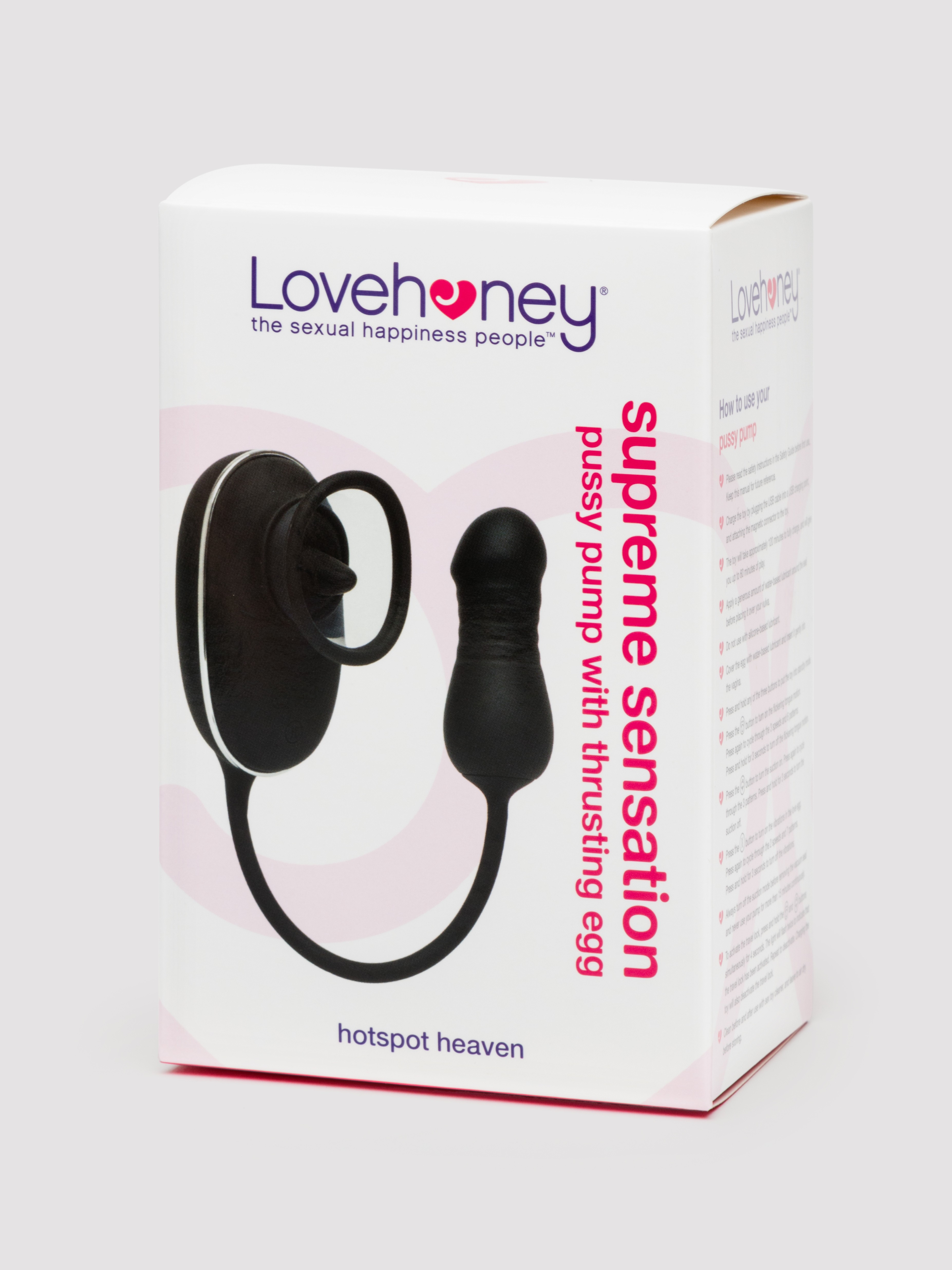 Lovehoney Supreme Sensation Rechargeable Pussy Pump with Thrusting Egg, Black, hi-res