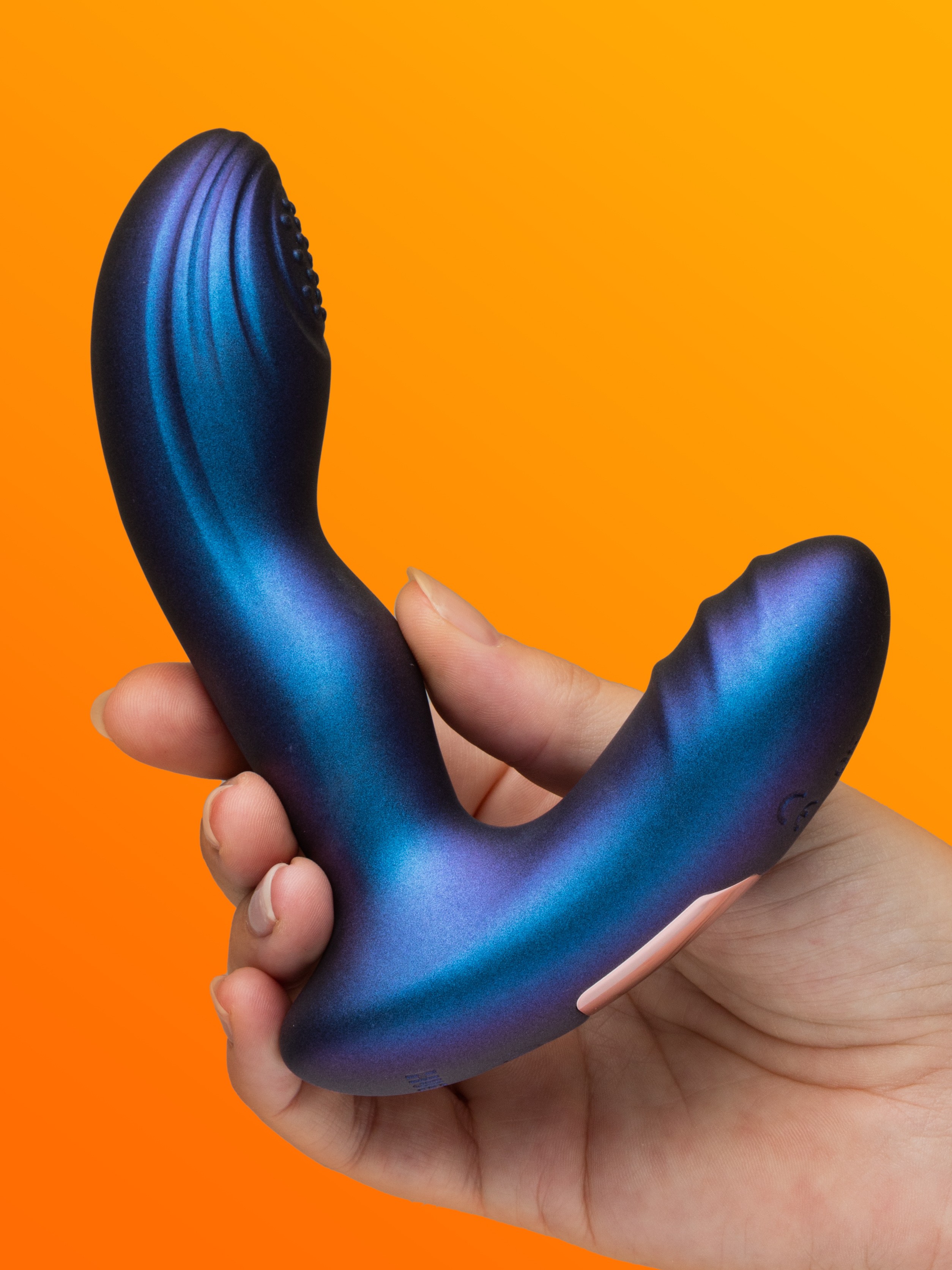 Hueman Tapping Rechargeable Prostate Massager , Purple, hi-res
