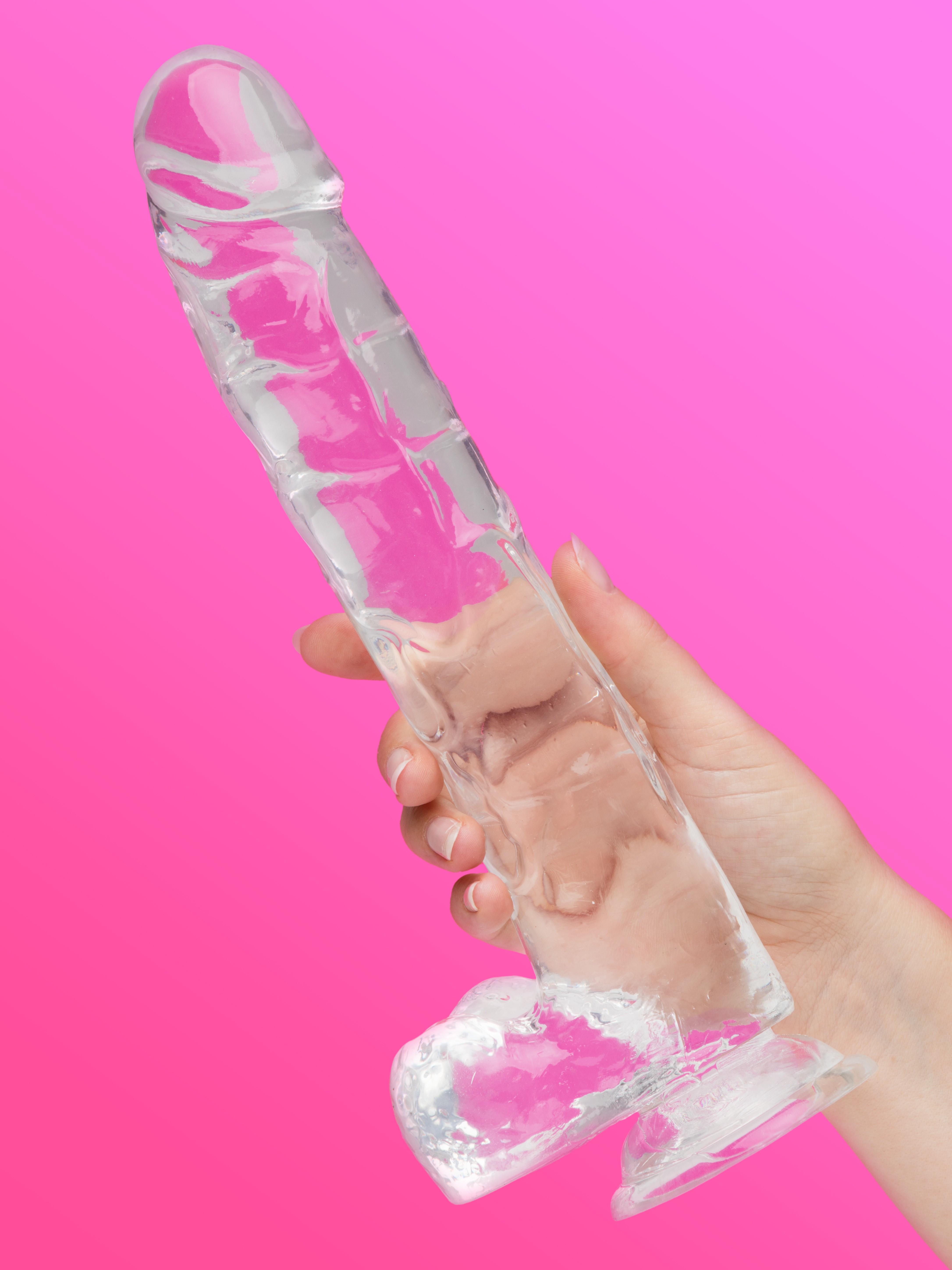 King Cock Realistic Large Suction Cup Dildo 10 Inch Clear, Clear, hi-res
