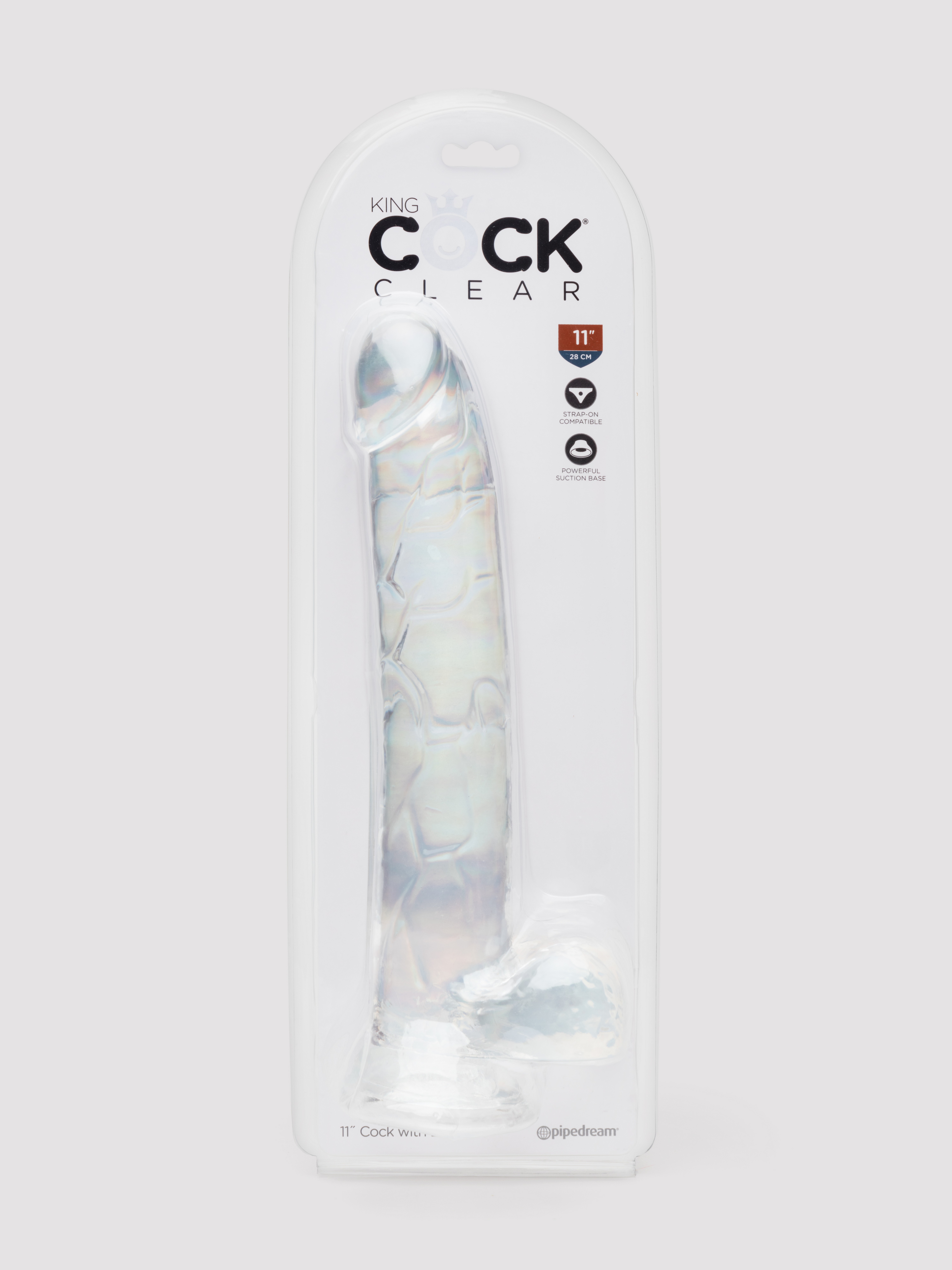 King Cock Realistic Large Suction Cup Dildo 10 Inch Clear, Clear, hi-res