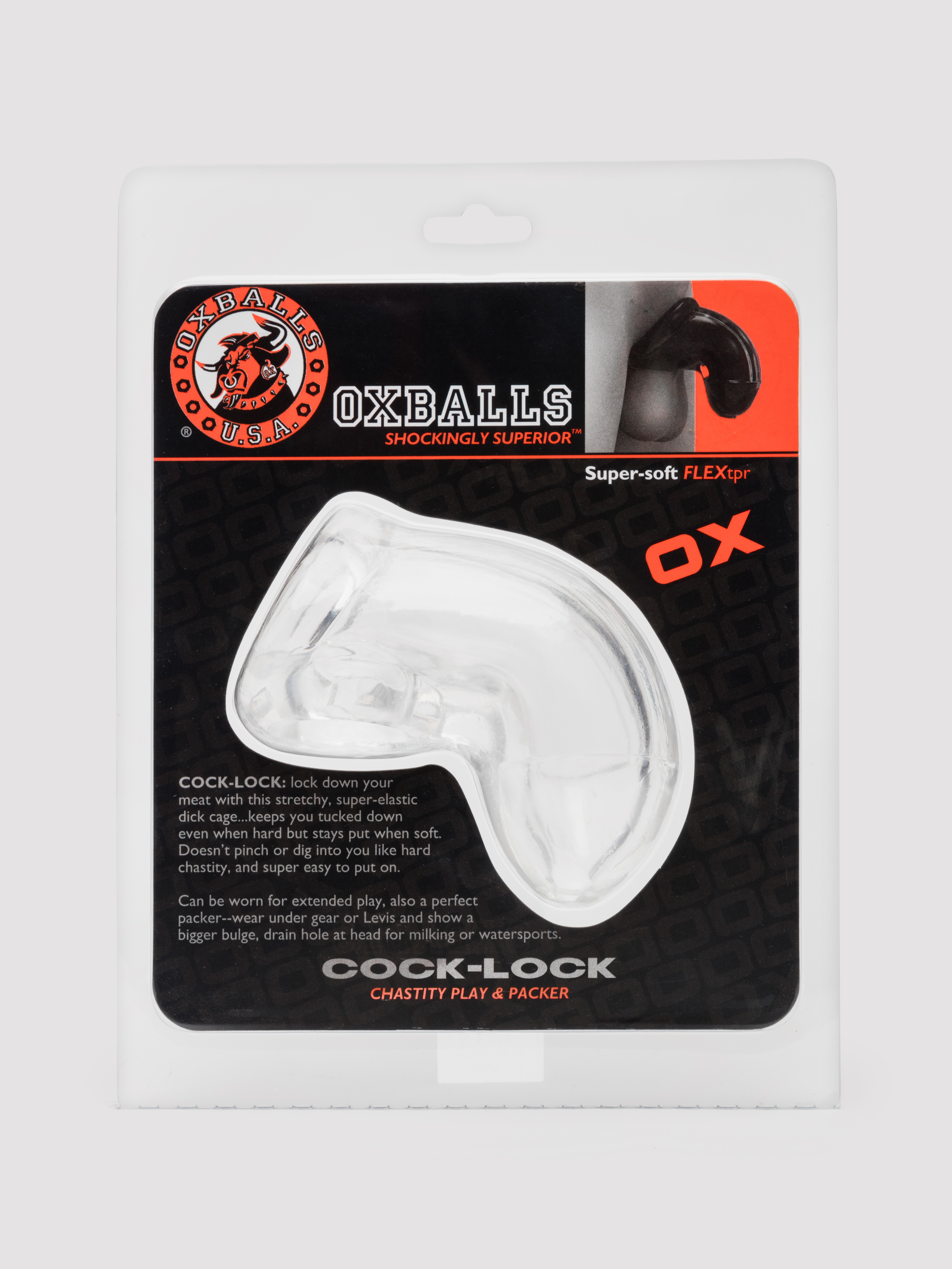 Oxballs COCK-LOCK Clear Flexible Chastity Cage , Clear, hi-res