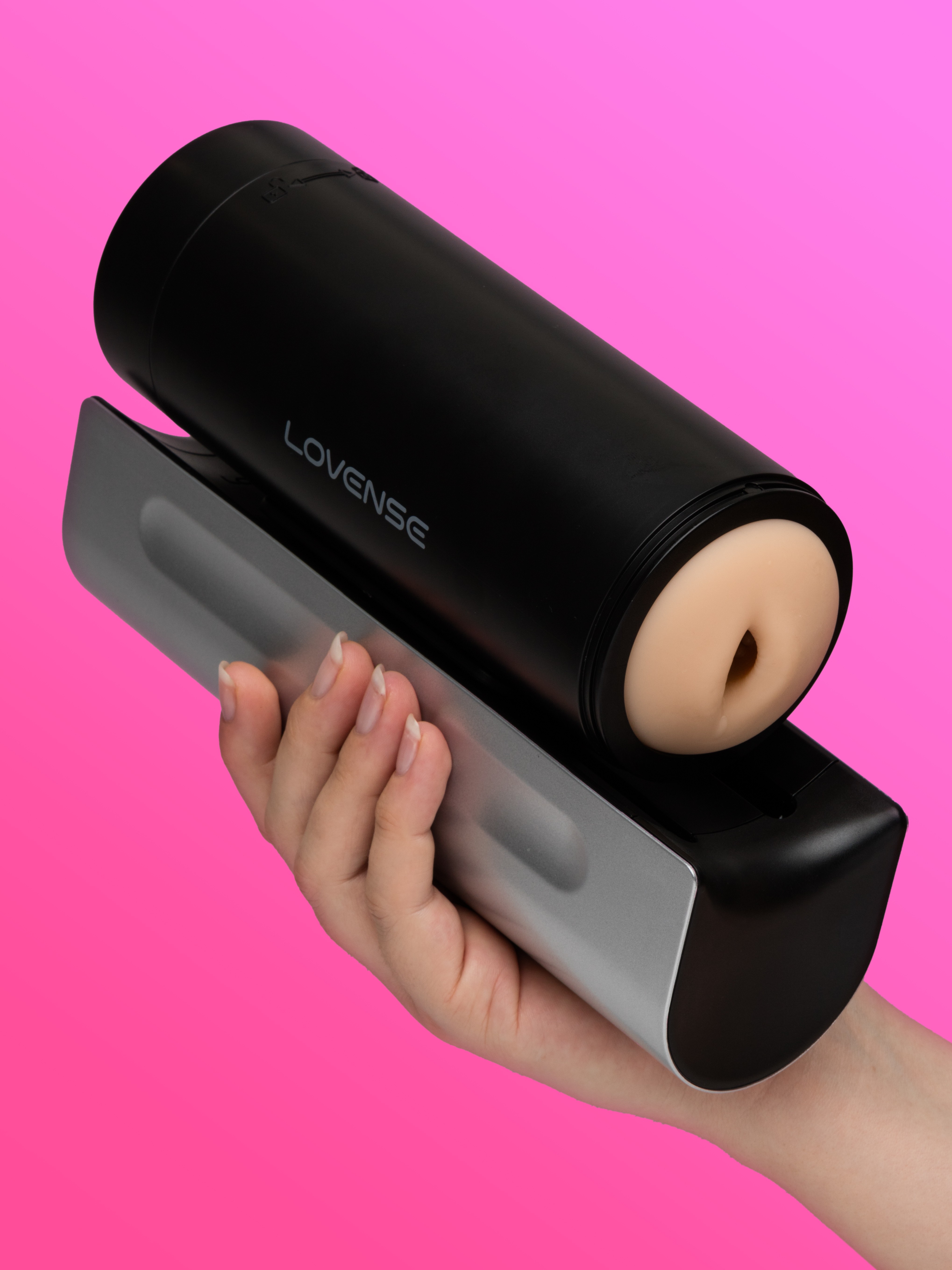 Lovense Solace Pro A.I. Powered Rechargeable Thrusting Masturbator, Black, hi-res