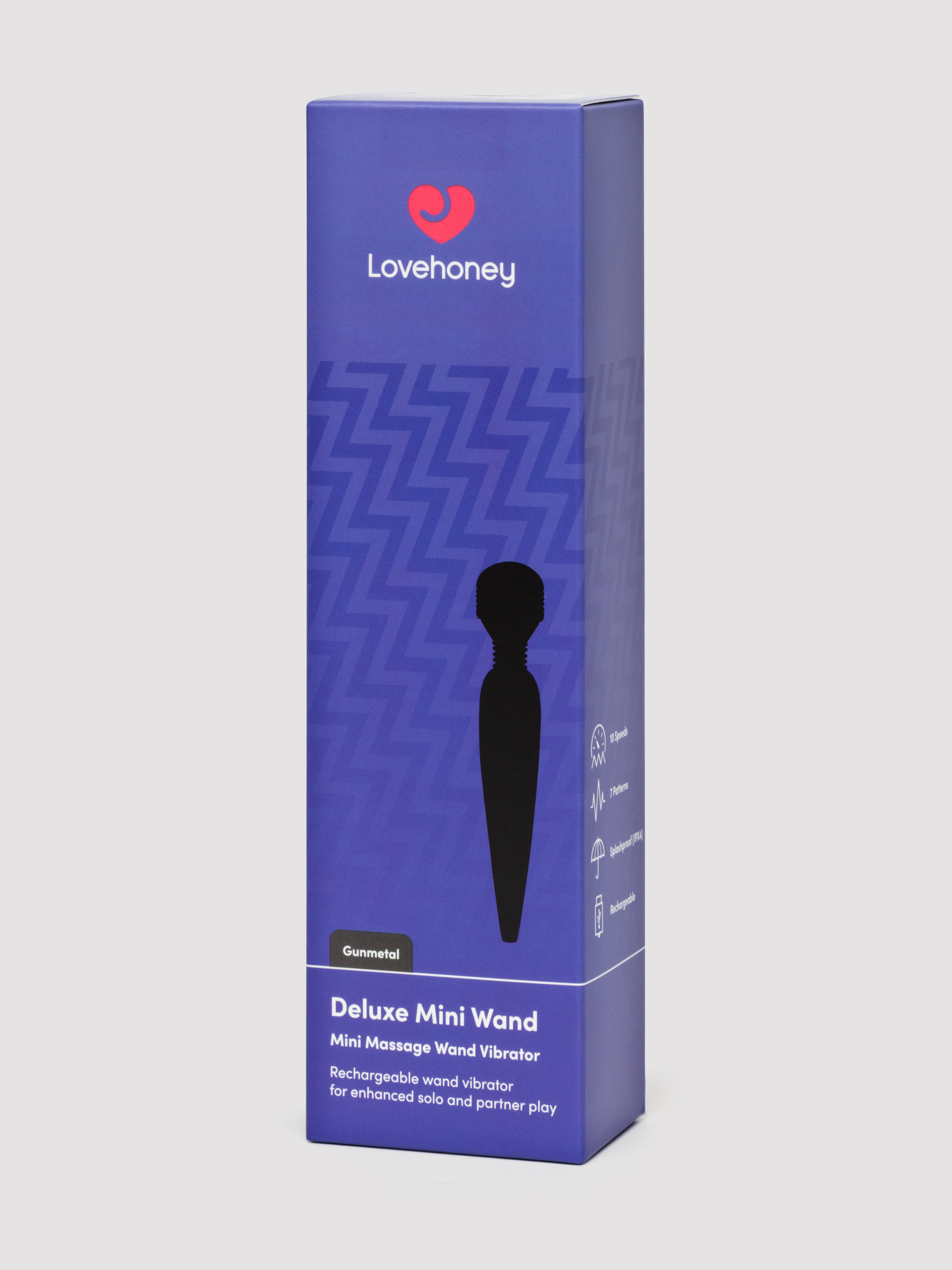 Lovehoney Deluxe Rechargeable Mini Massage Wand Vibrator, Grey, hi-res