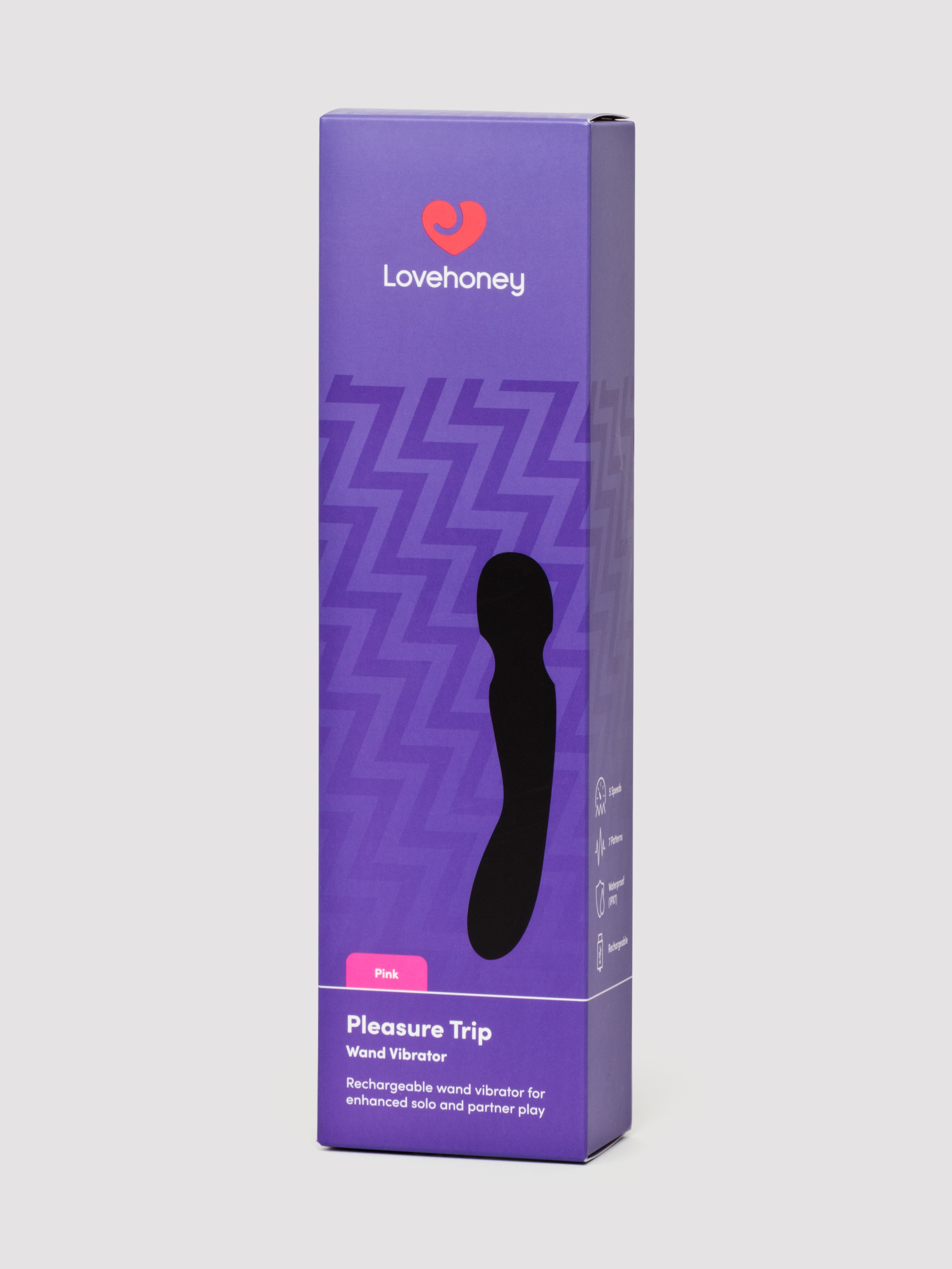 Lovehoney Pleasure Trip Silicone Rechargeable Wand Vibrator, Pink, hi-res