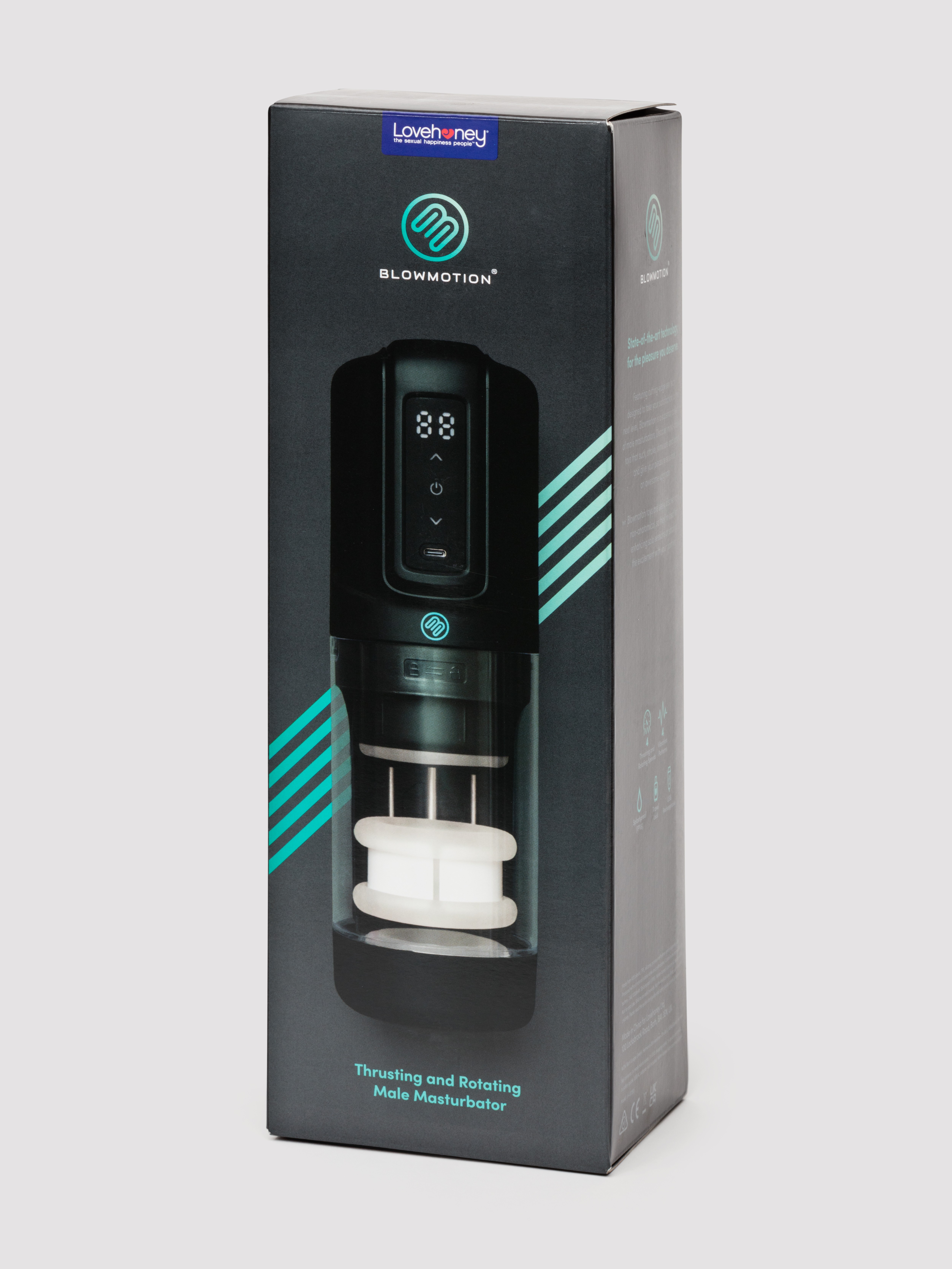 Blowmotion Rechargeable Thrusting Rotating Male Masturbator, Black, hi-res