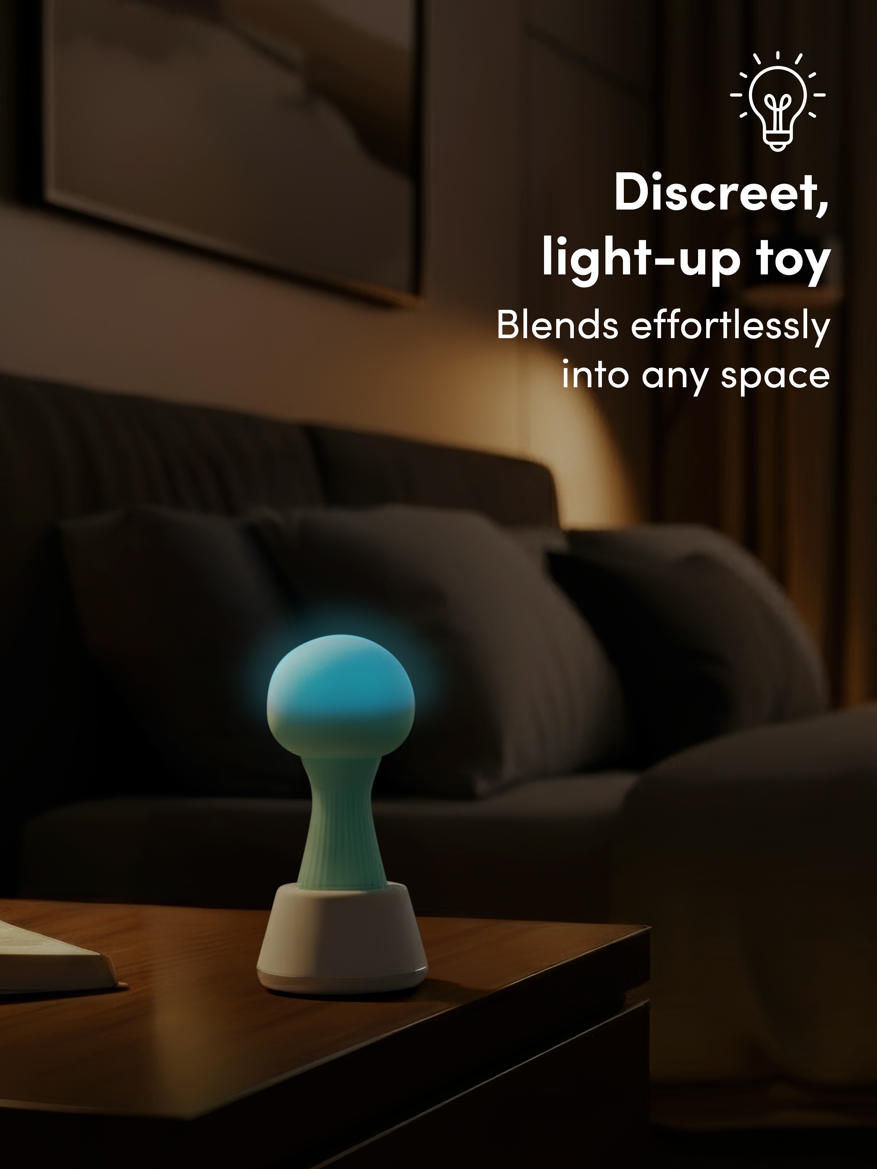Lovehoney Date Light Discreet Light Up Mushroom Clitoral Vibrator, Light Blue, hi-res