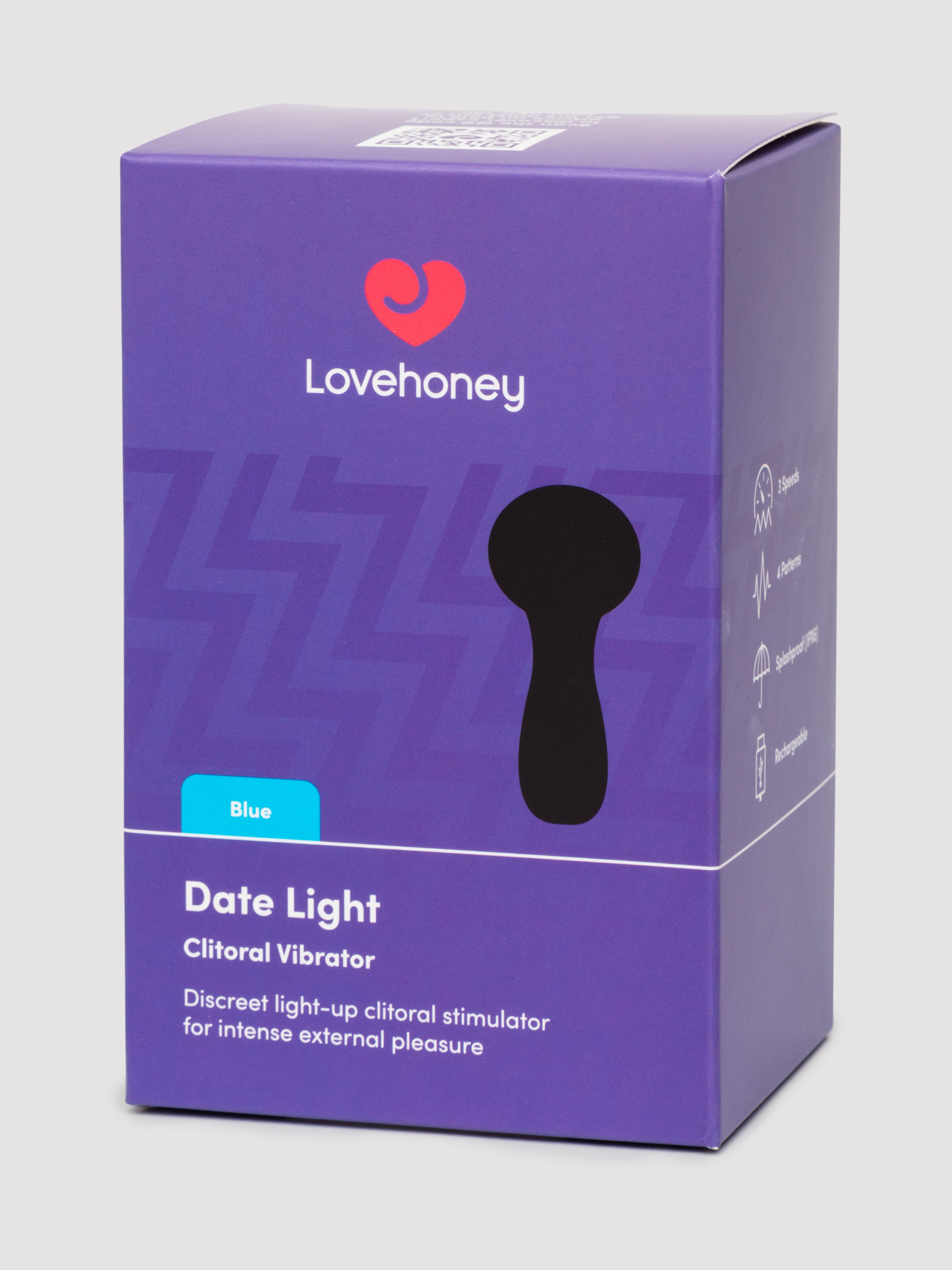 Lovehoney Date Light Discreet Light Up Mushroom Clitoral Vibrator, Light Blue, hi-res