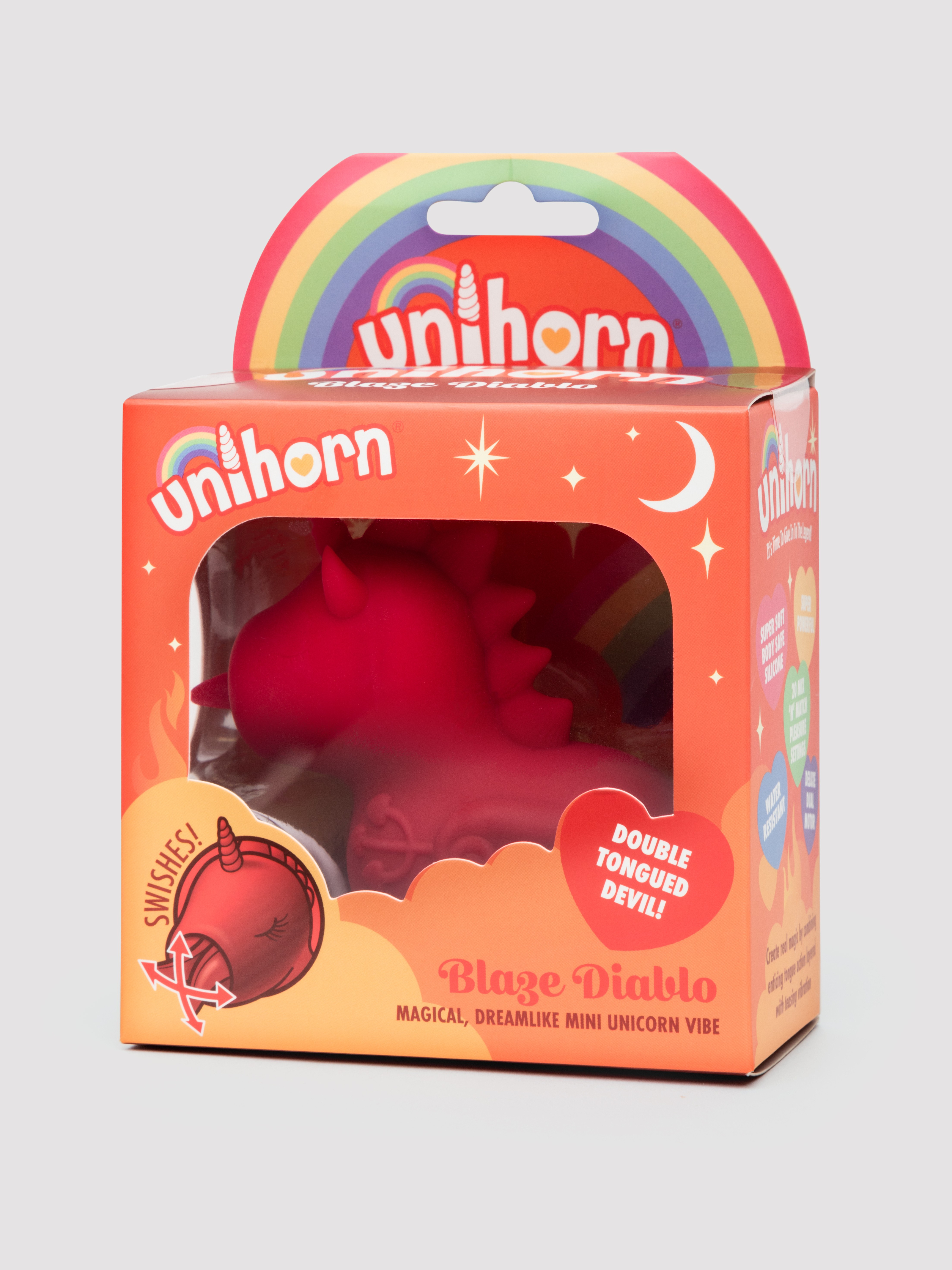 Unihorn Blaze Diablo Rechargeable Flickering Clitoral Vibrator, Red, hi-res