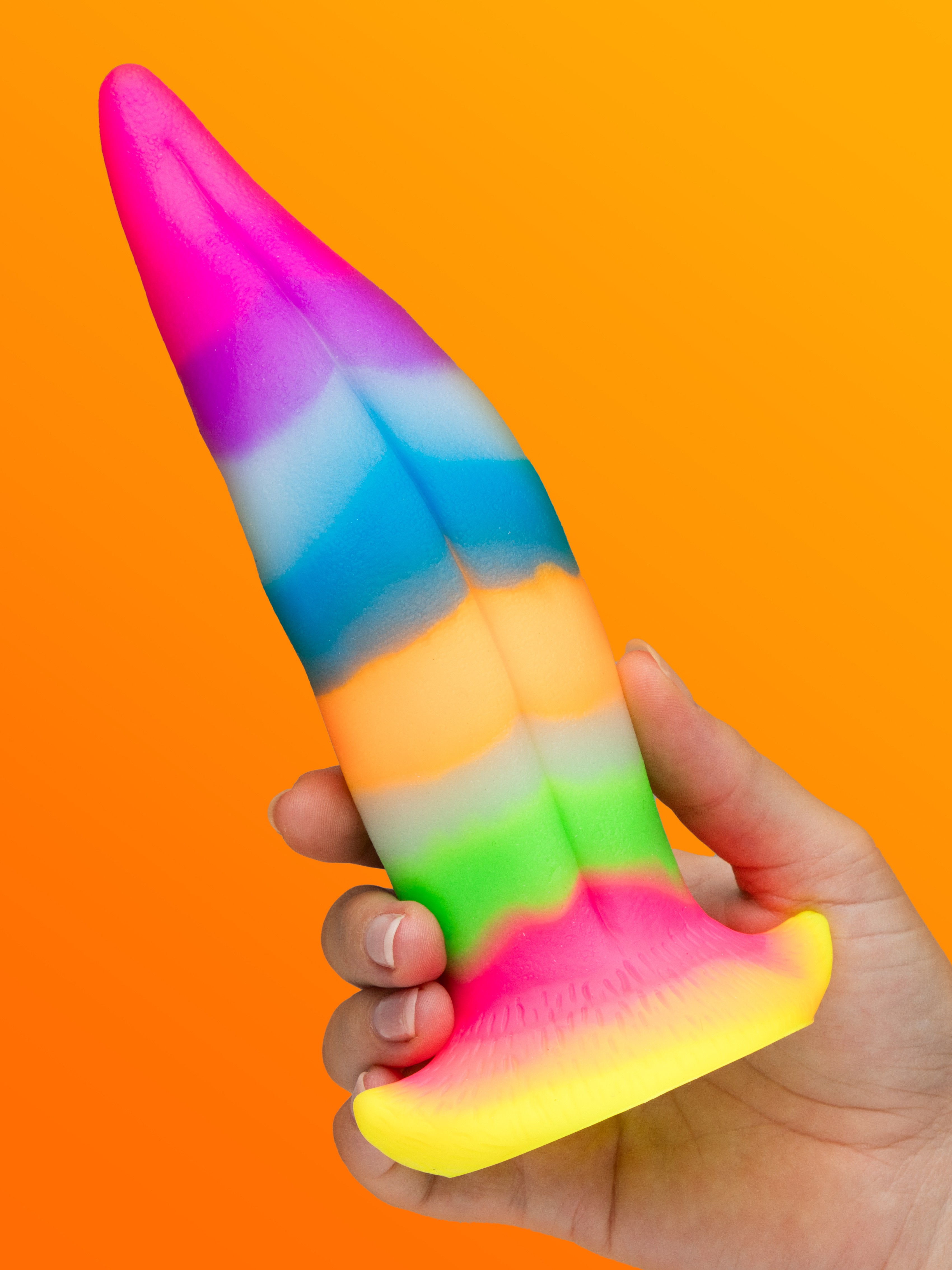 Creature Cocks Kiss Tongue Glow-In-The-Dark Silicone Dildo, Rainbow, hi-res