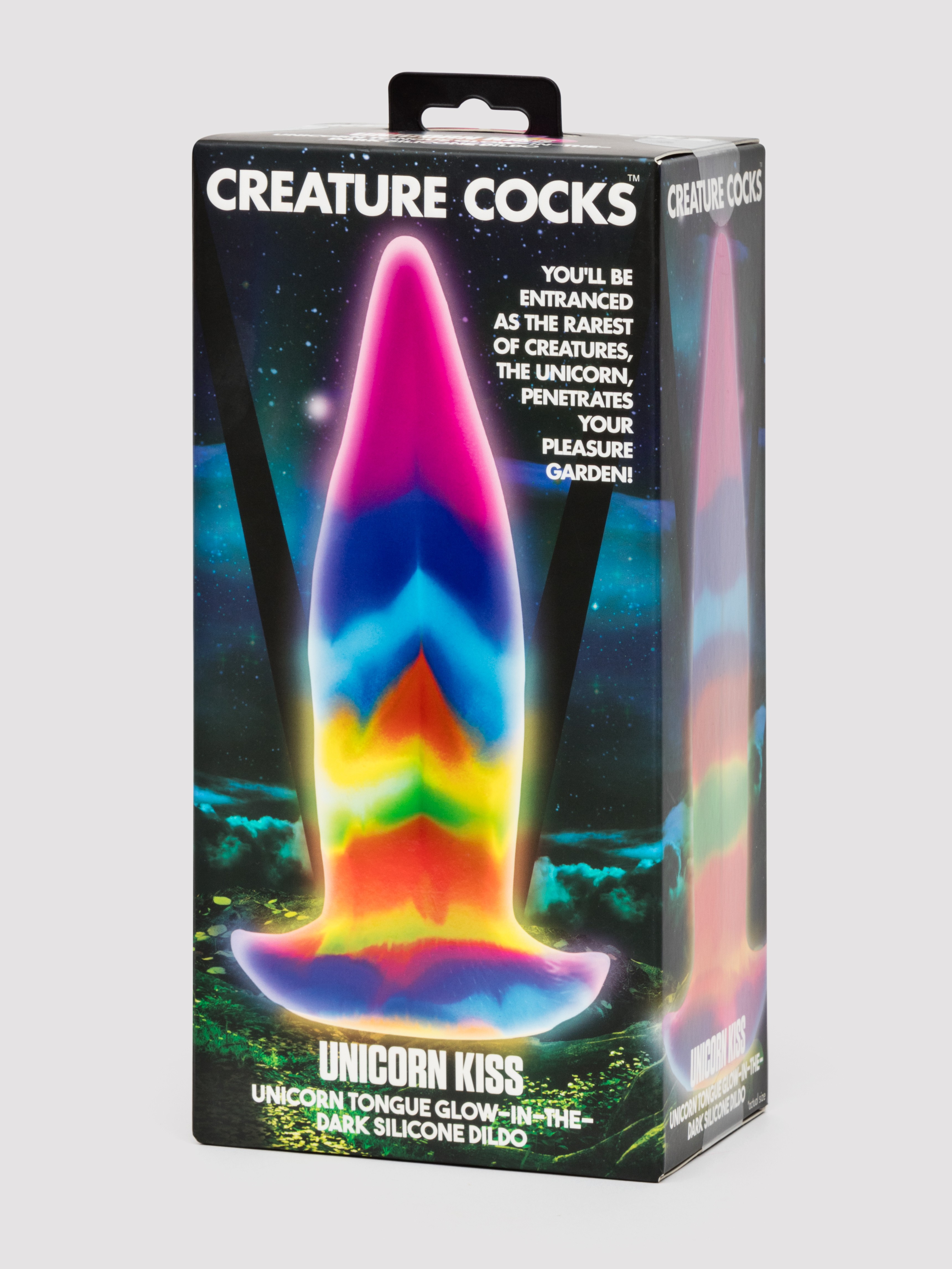 Creature Cocks Kiss Tongue Glow-In-The-Dark Silicone Dildo, Rainbow, hi-res