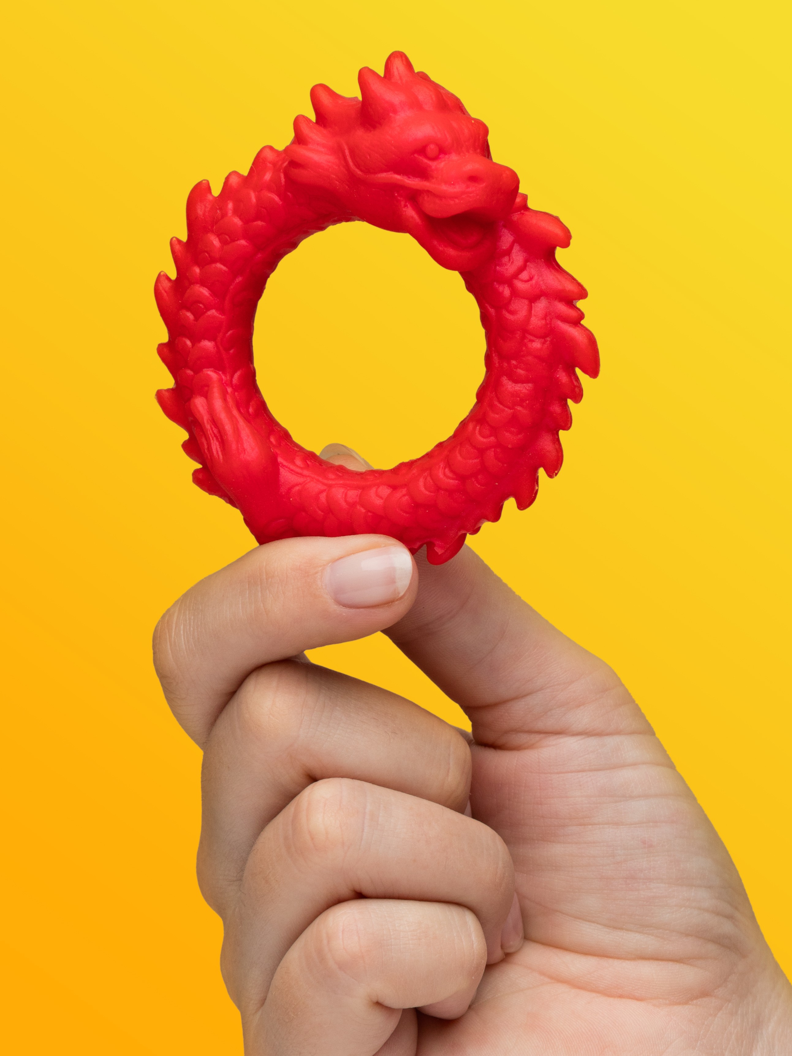 Creature Cocks Rise of the Dragon Silicone Cock Ring, Red, hi-res