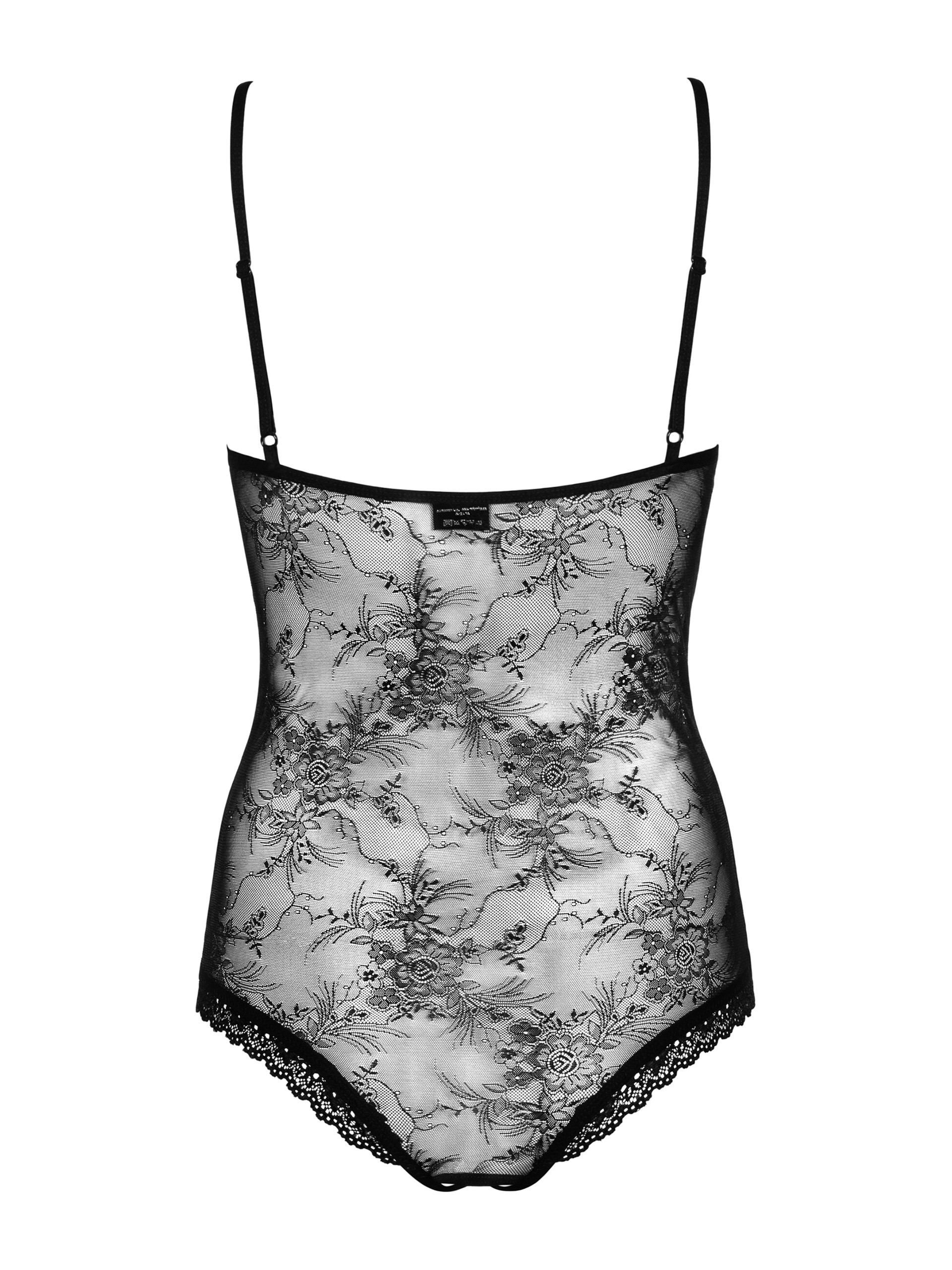 Obsessive Slevika Black Lace Crotchless Body, Black, hi-res