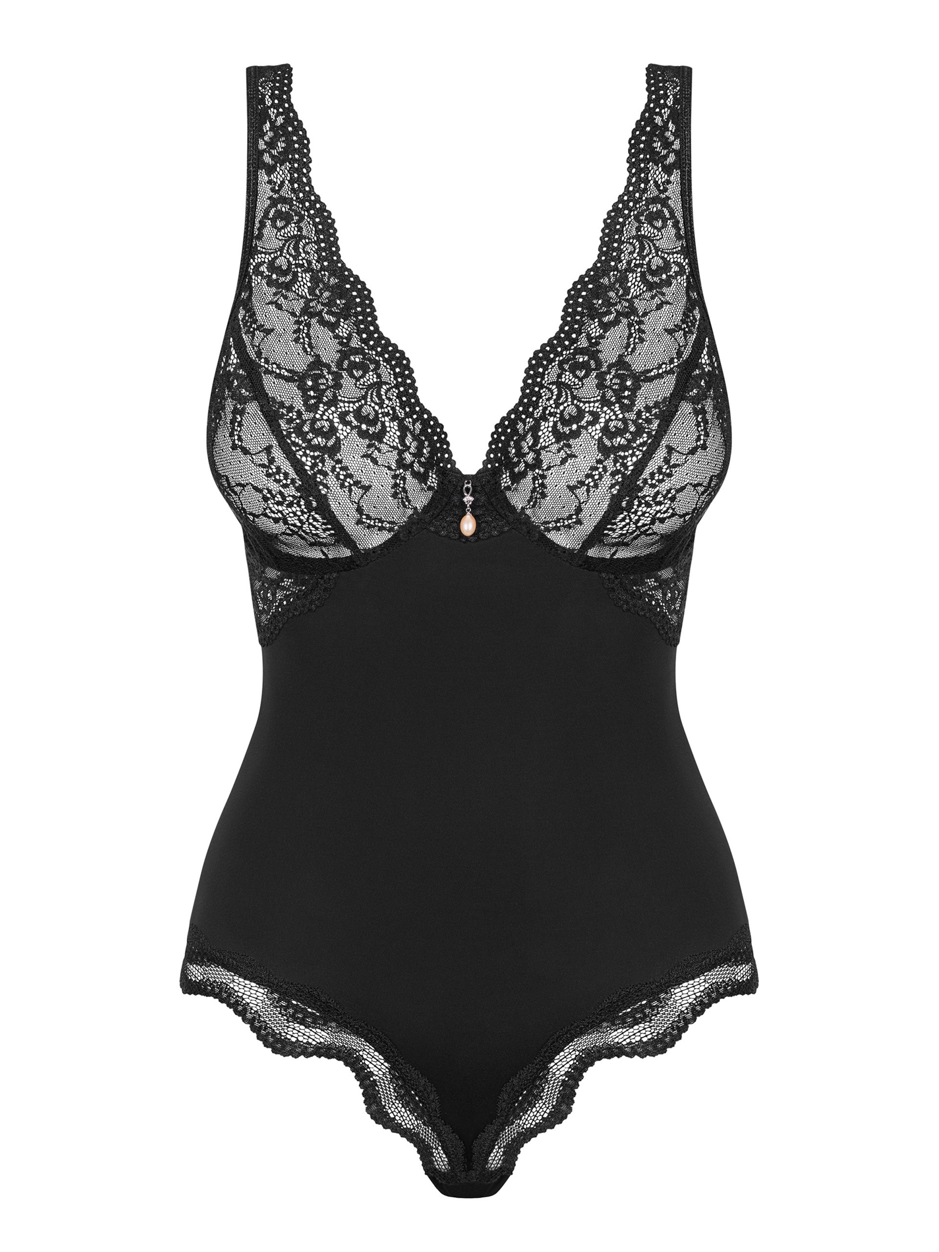 Obsessive Luvae Black Lace Underwire Body, Black, vanilla