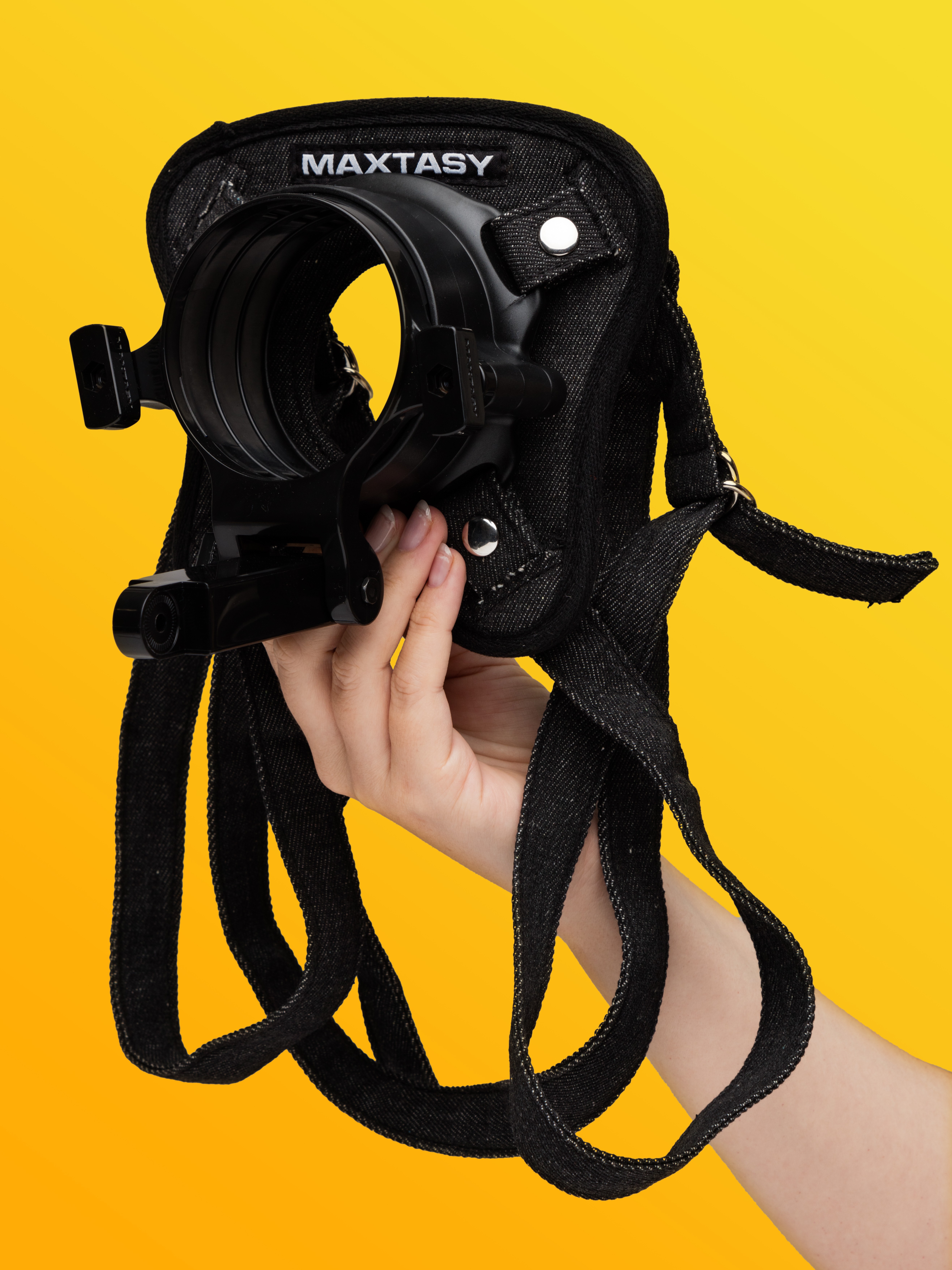 MAXTASY Male Masturbator Strap-On Harness, Black, hi-res