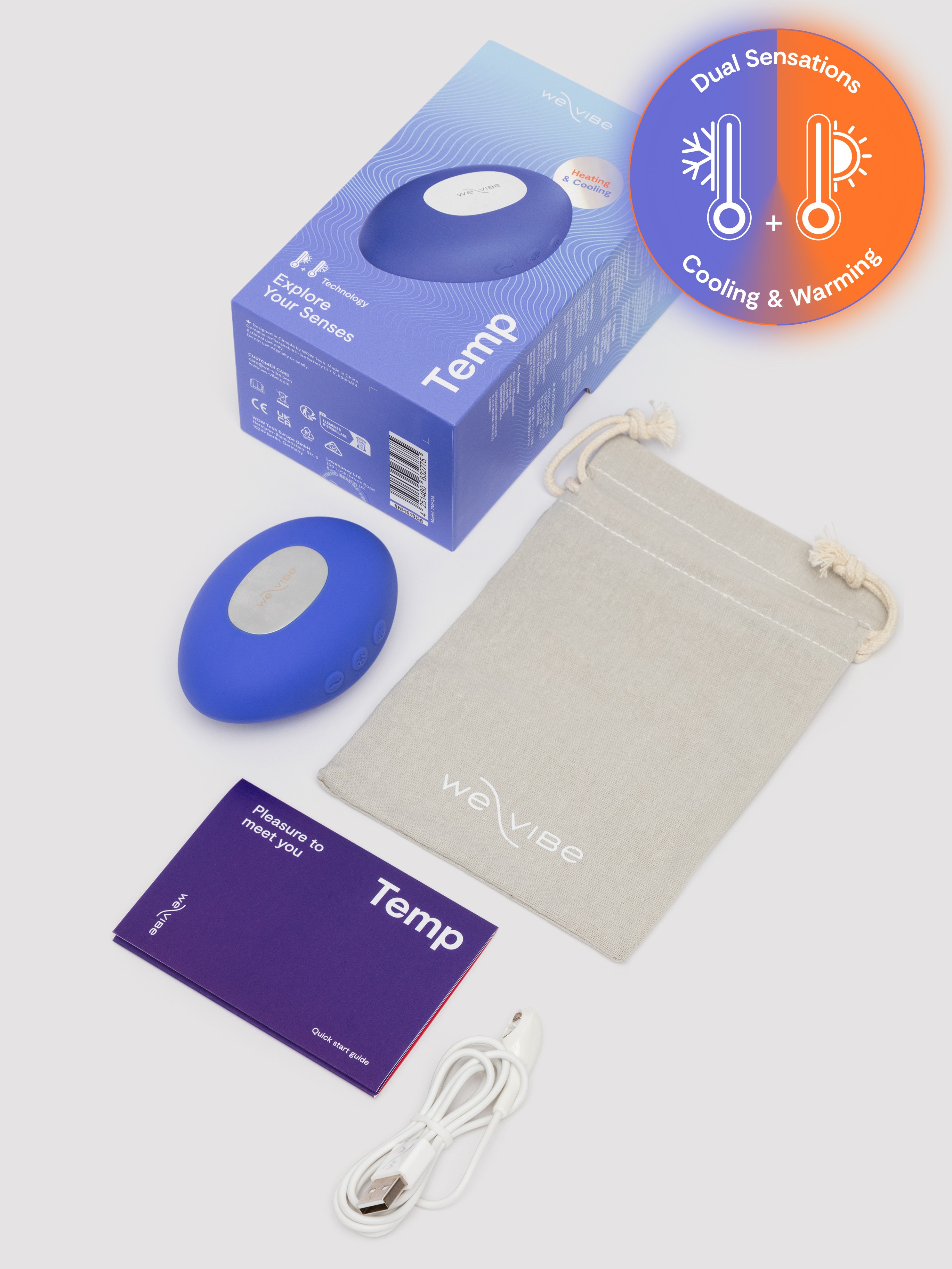 We-Vibe Temp Lavender Blue Heating and Cooling Clitoral Vibrator, Blue, hi-res