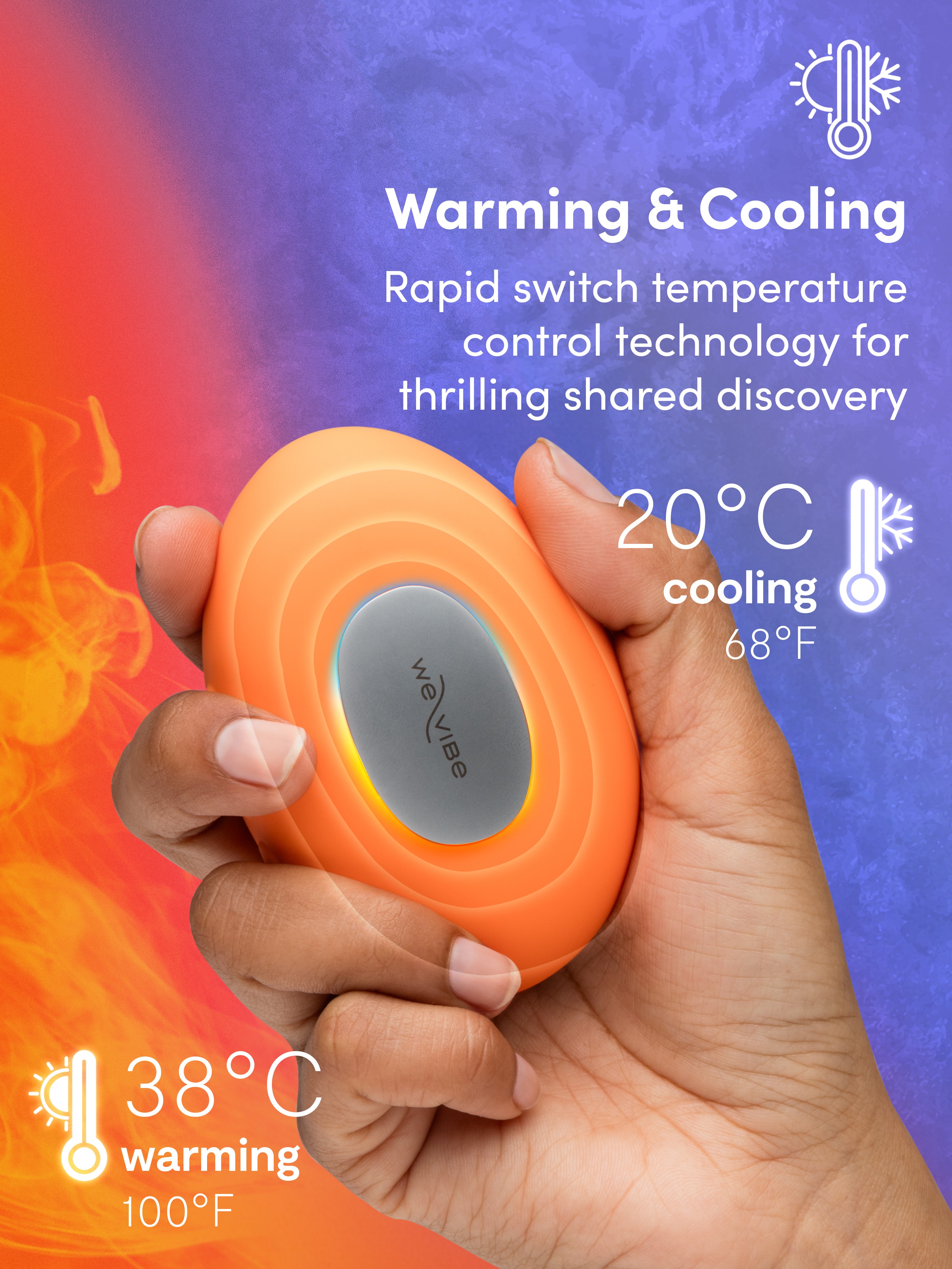 We-Vibe Temp Tangerine Heating and Cooling Clitoral Vibrator, Orange, hi-res