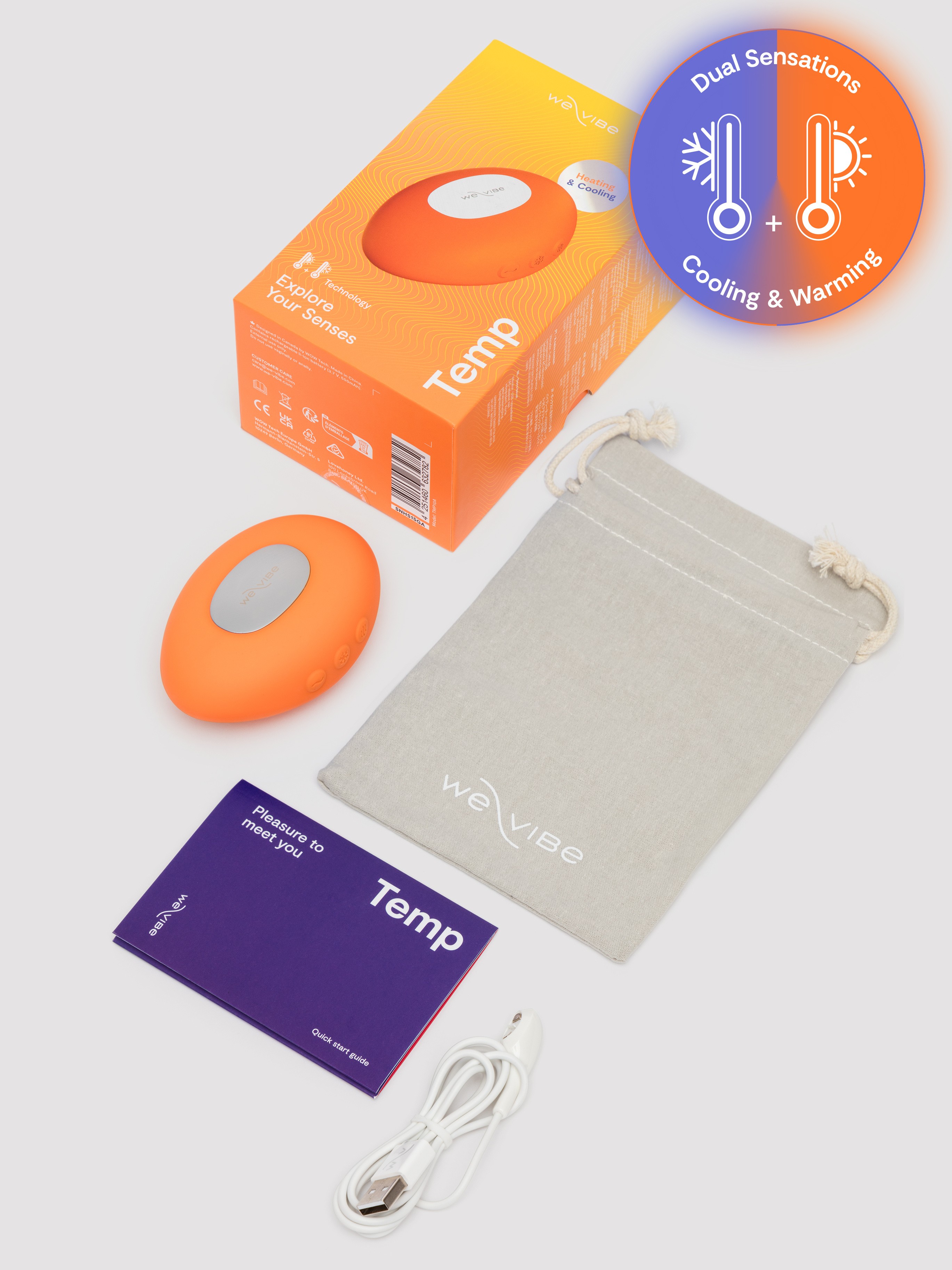 We-Vibe Temp Tangerine Heating and Cooling Clitoral Vibrator, Orange, hi-res