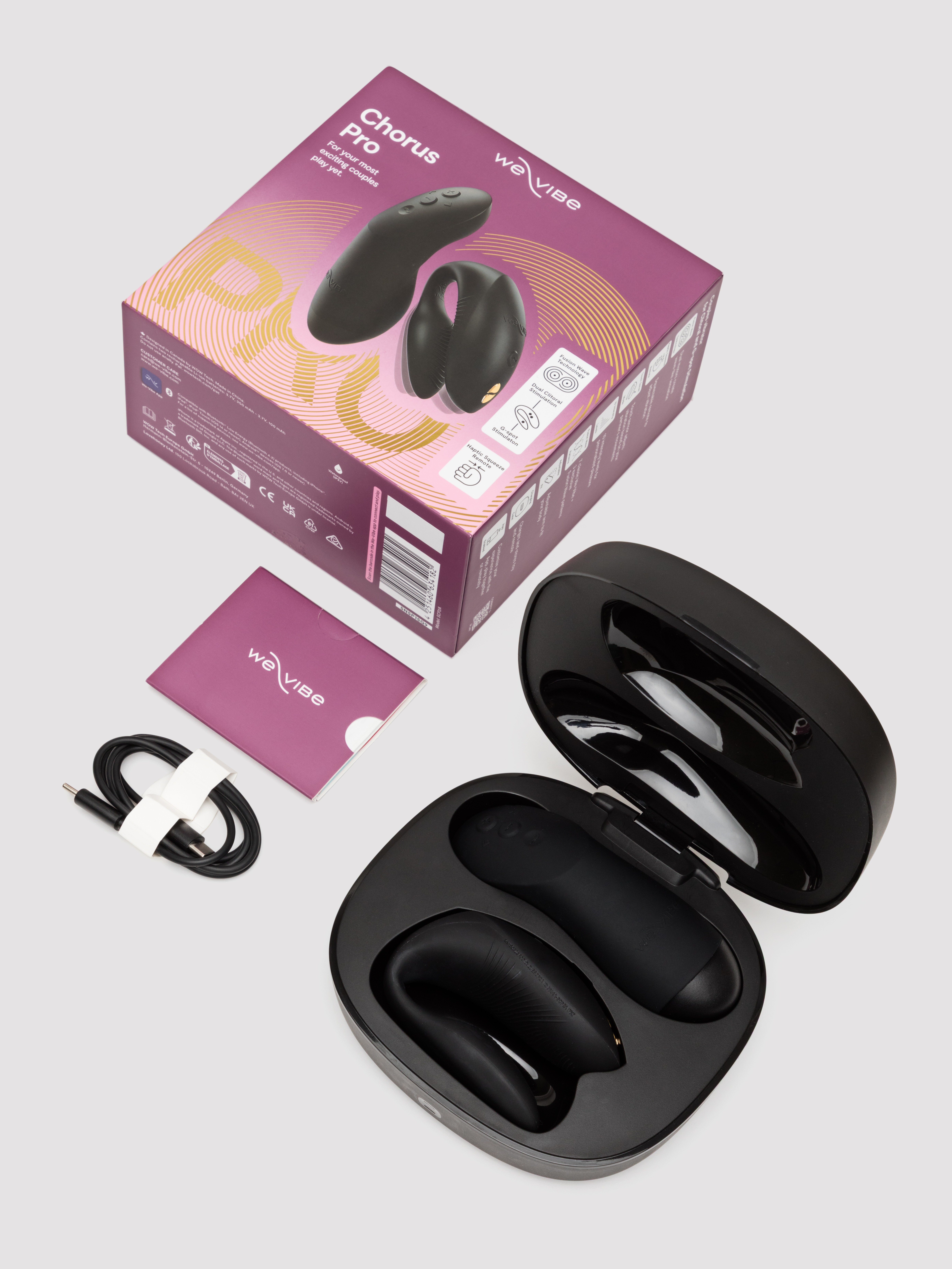 We-Vibe Chorus Pro Satin Black App and Remote Controlled Couple's Vibrator, Black, hi-res