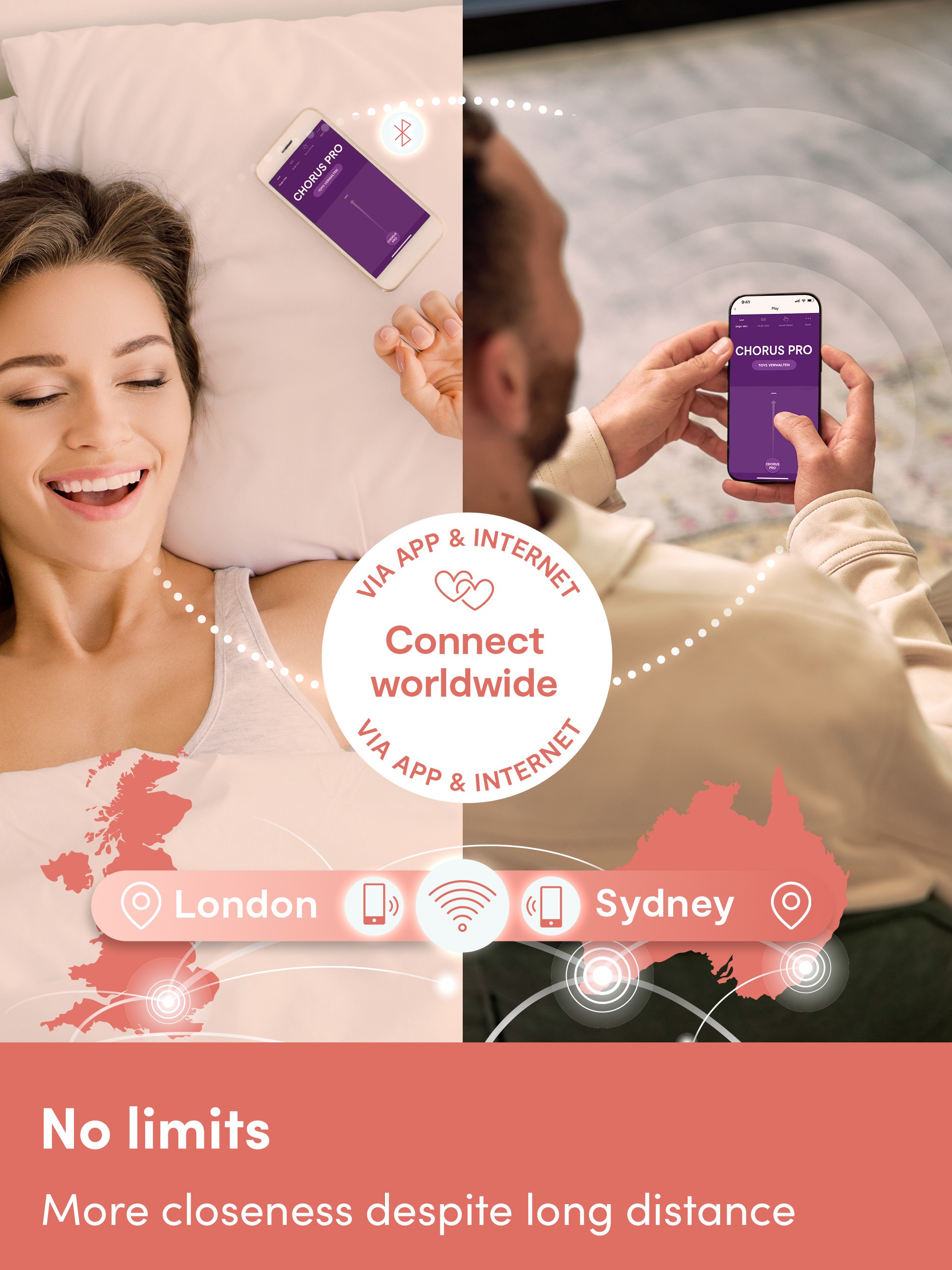 We-Vibe Chorus Pro Electric Pink App and Remote Controlled Couple's Vibrator, Pink, hi-res