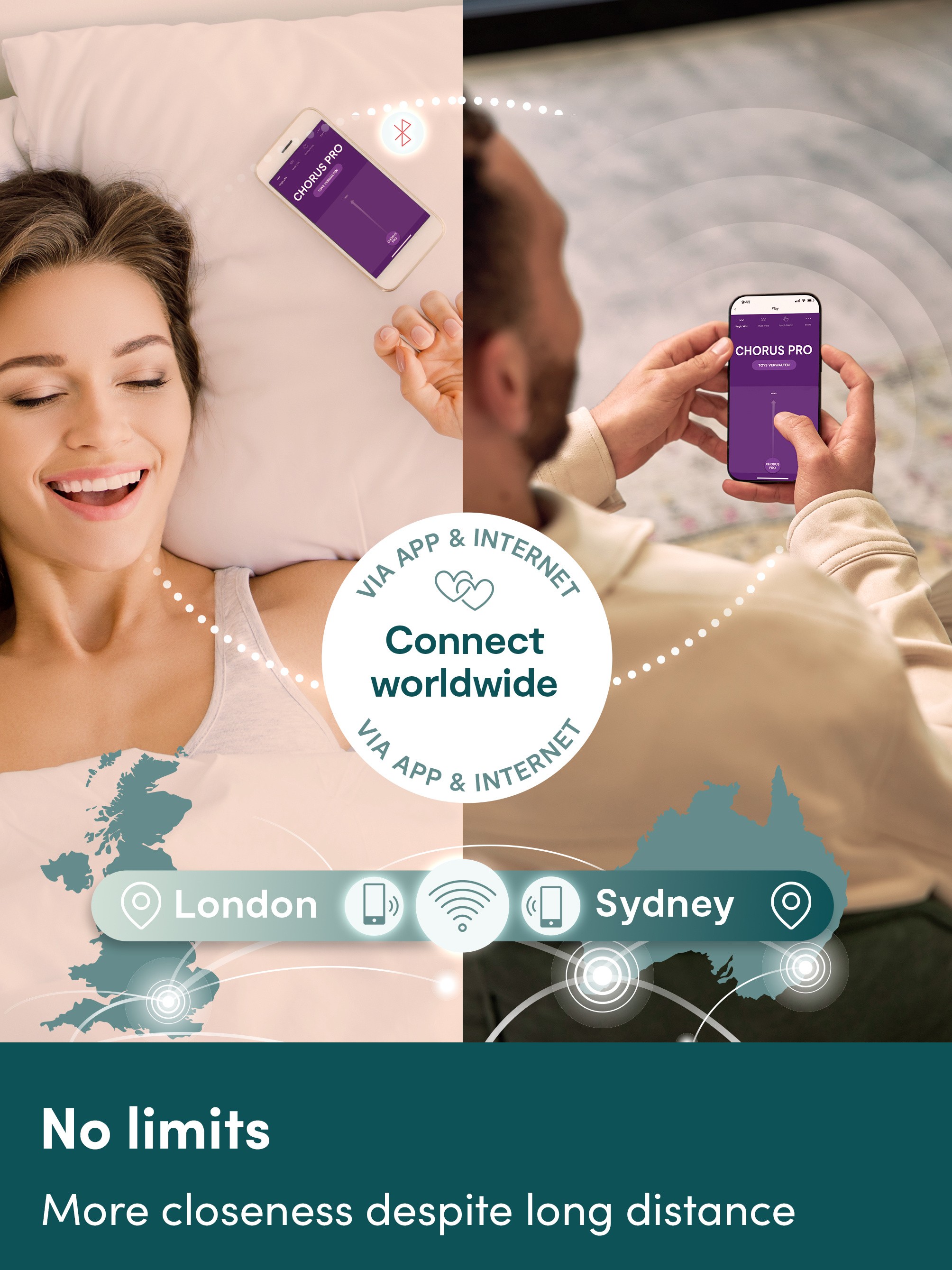 We-Vibe Chorus Pro Cosmic Purple App and Remote Controlled Couple's Vibrator, Blue, hi-res