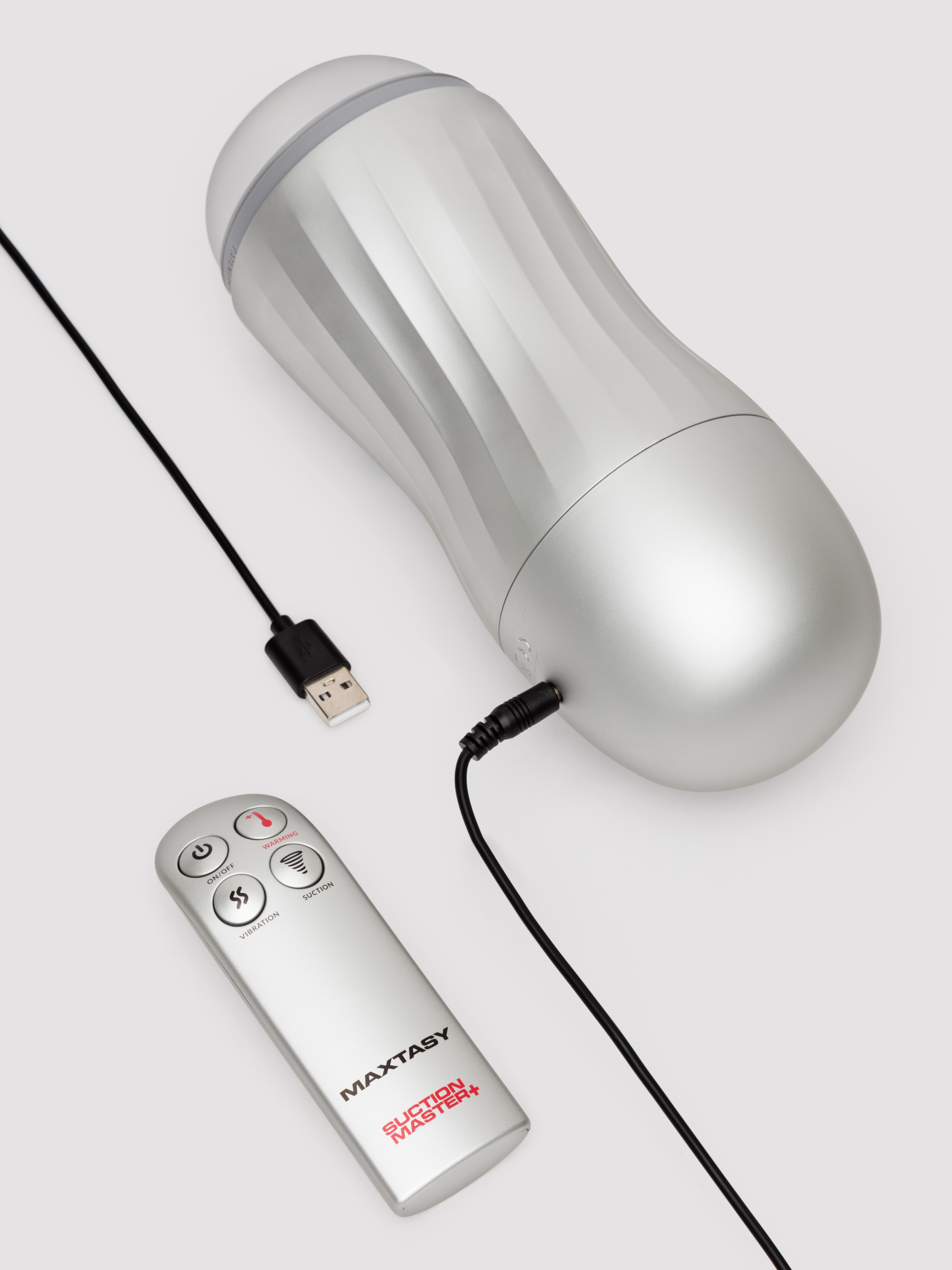 MAXTASY Suction Vibration & Warming Remote Control Male Masturbator, Silver, hi-res