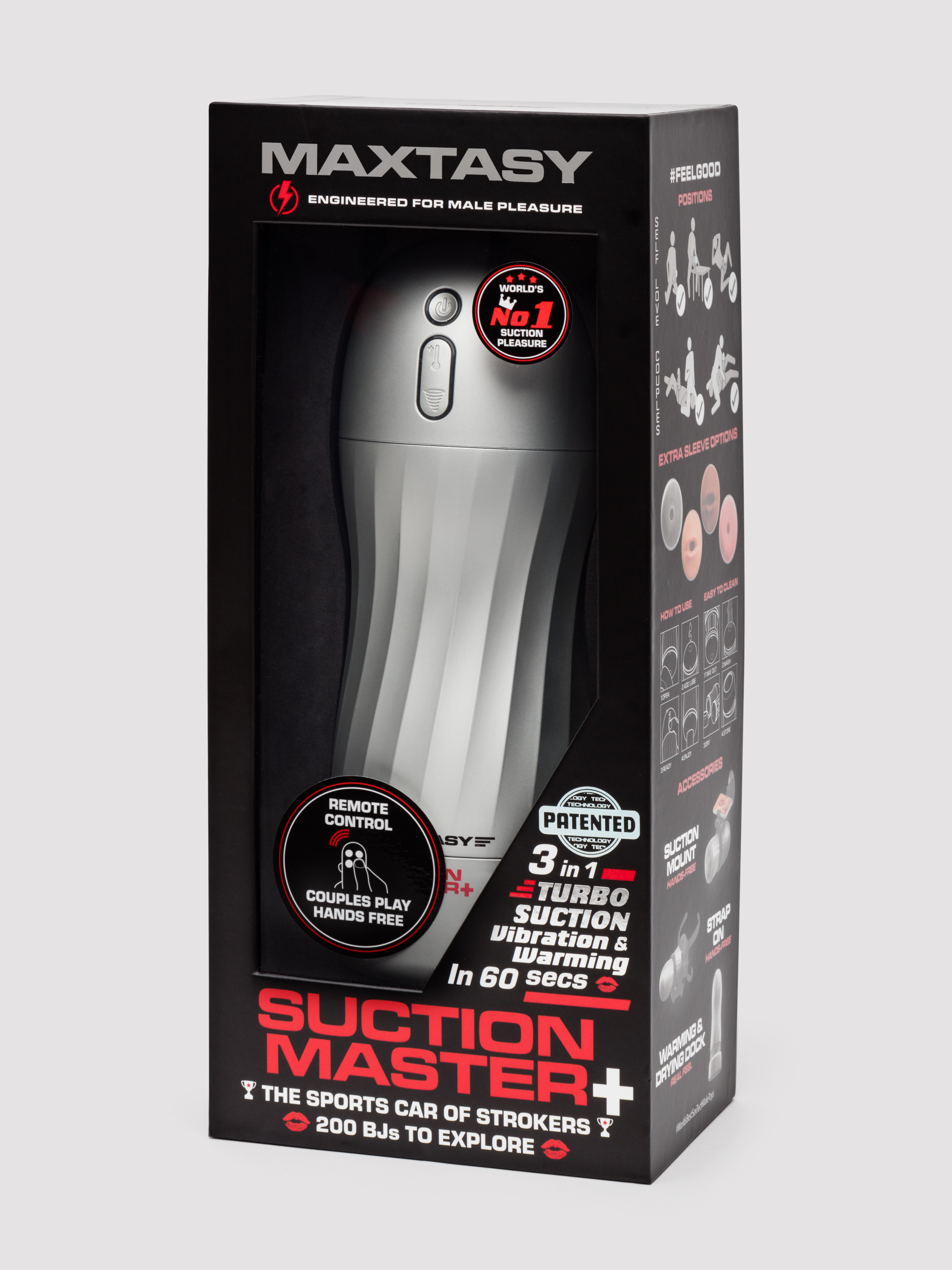 MAXTASY Suction Vibration & Warming Remote Control Male Masturbator, Silver, hi-res