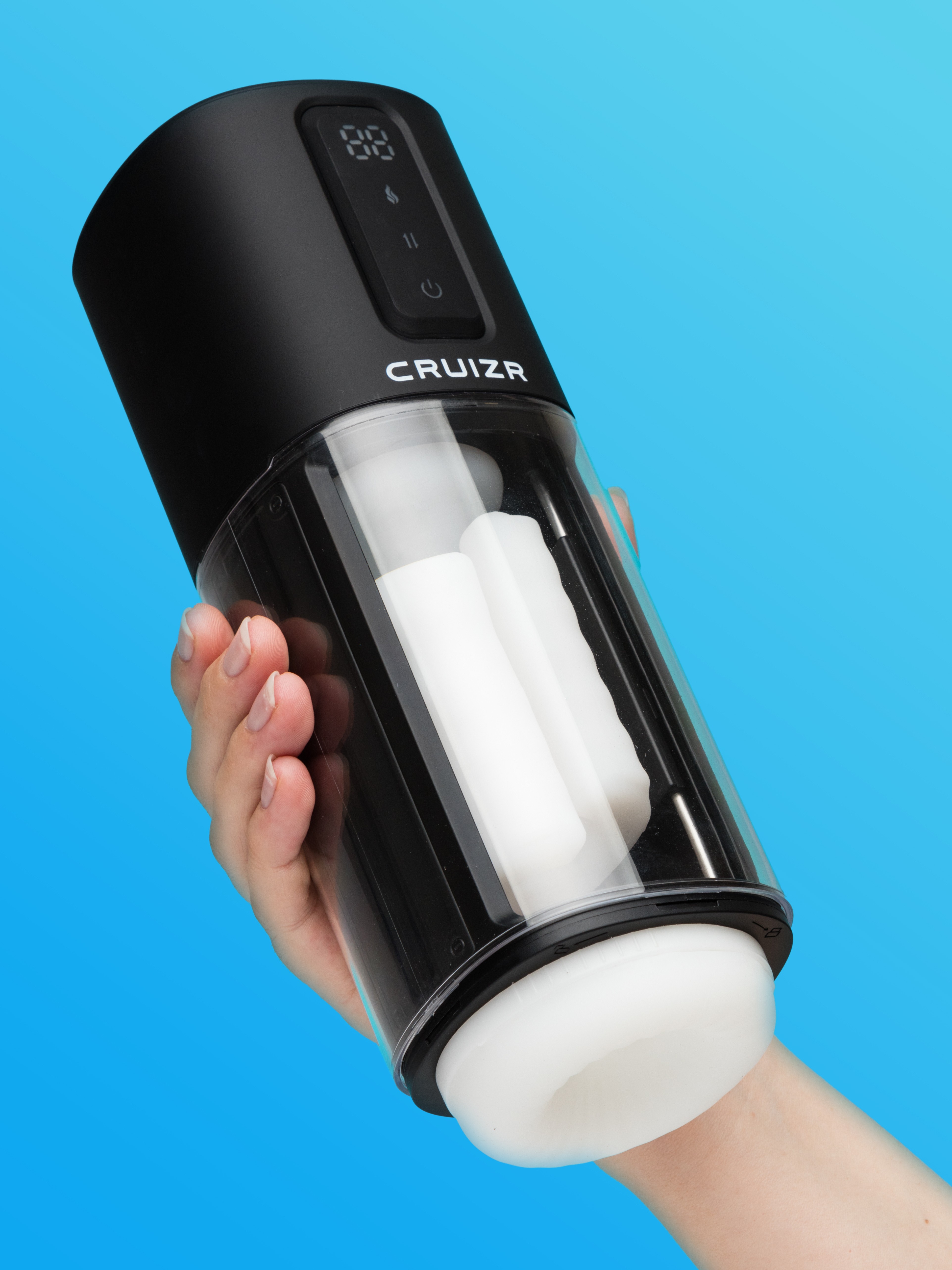 CRUIZR CX11 Heating Stroking and Vibrating Male Masturbator, Black, hi-res
