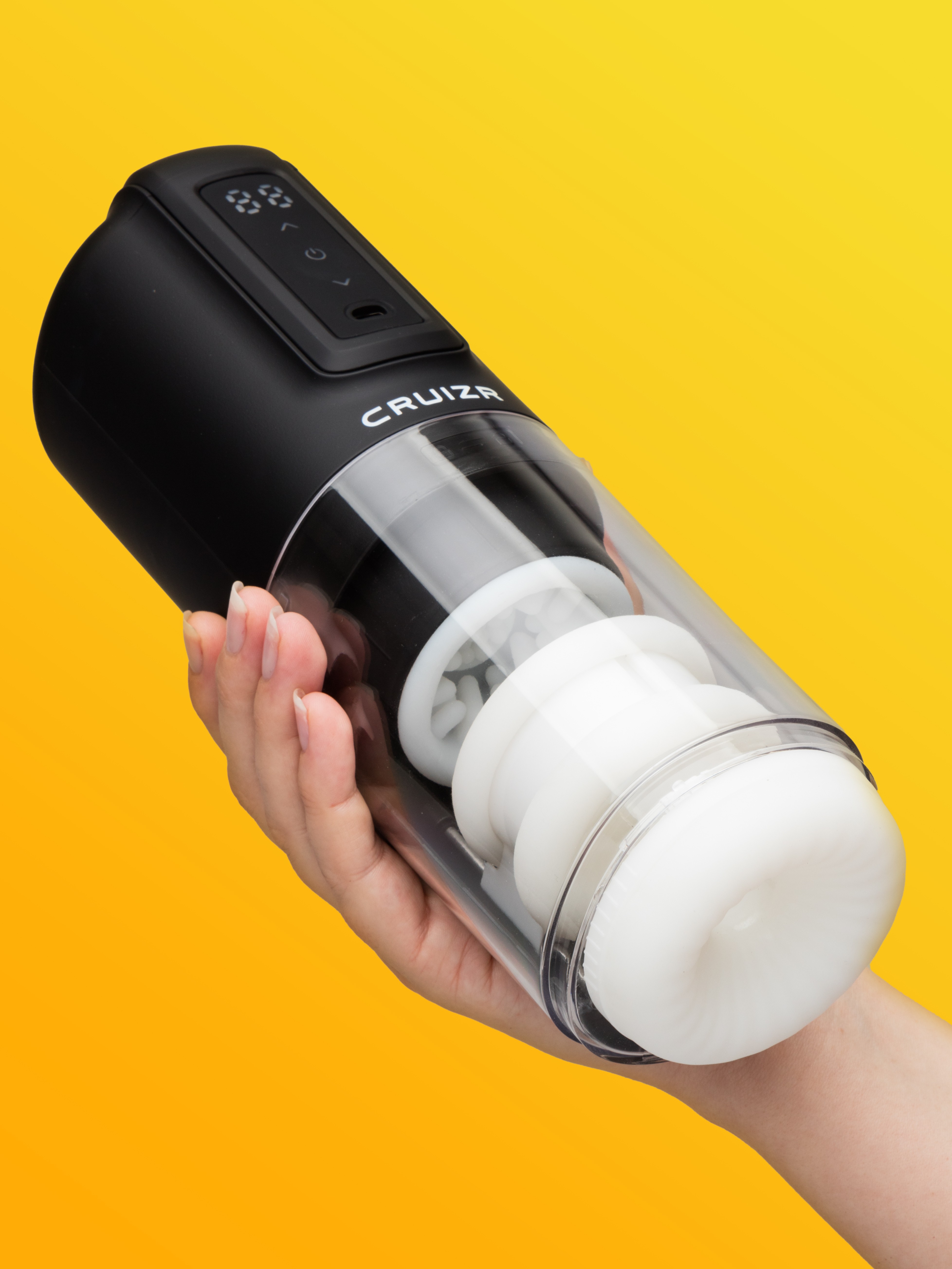 CRUIZR CX10 Rechargeable Thrusting Rotating and Vibrating Male Masturbator, Black, hi-res