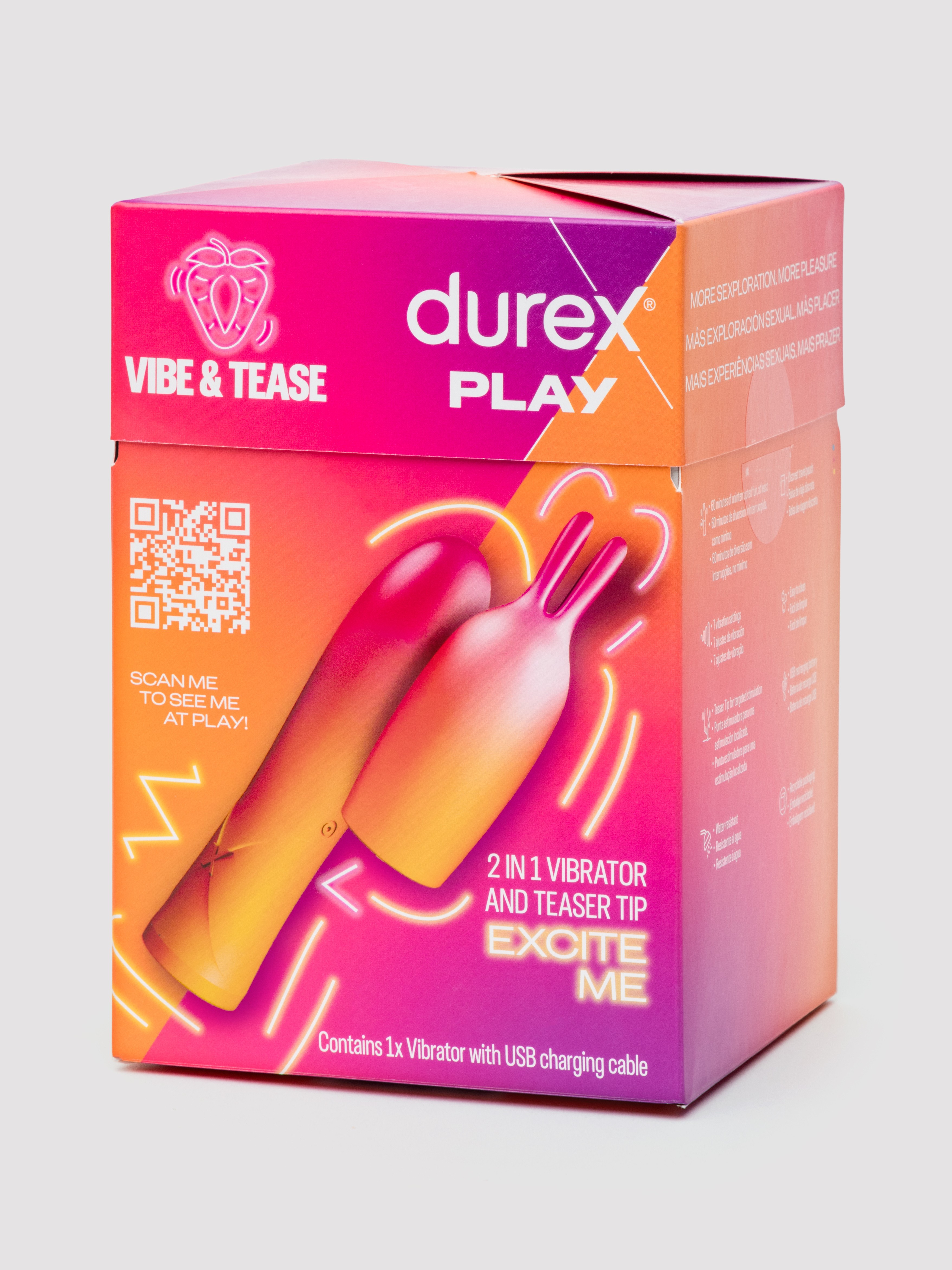 Durex Play Vibe & Tease 2 in 1 Vibrator and Teaser Tip, Pink, hi-res