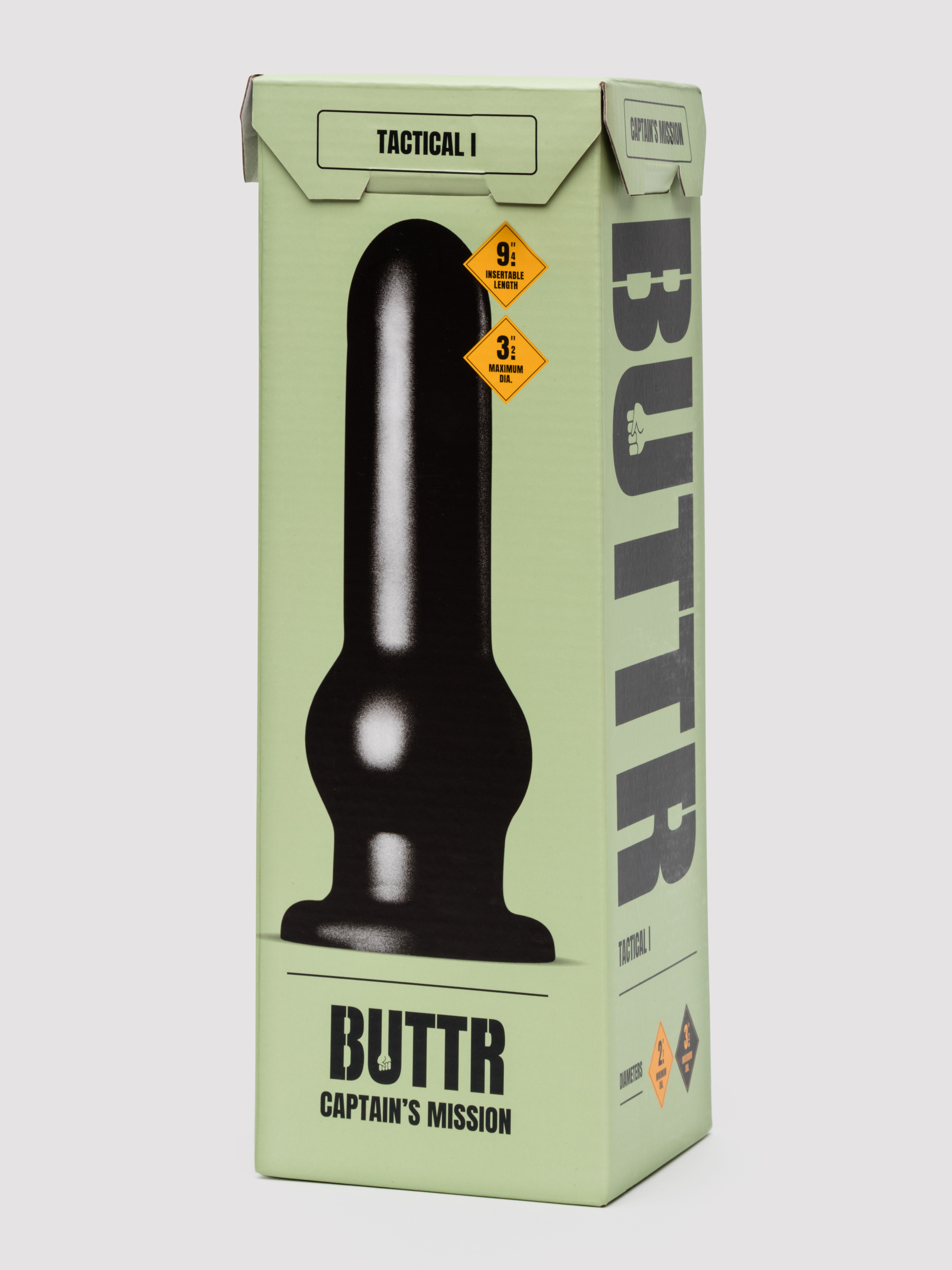 BUTTR Captain's Mission Tactical Large Anal Dildo 9 Inch, Black, hi-res