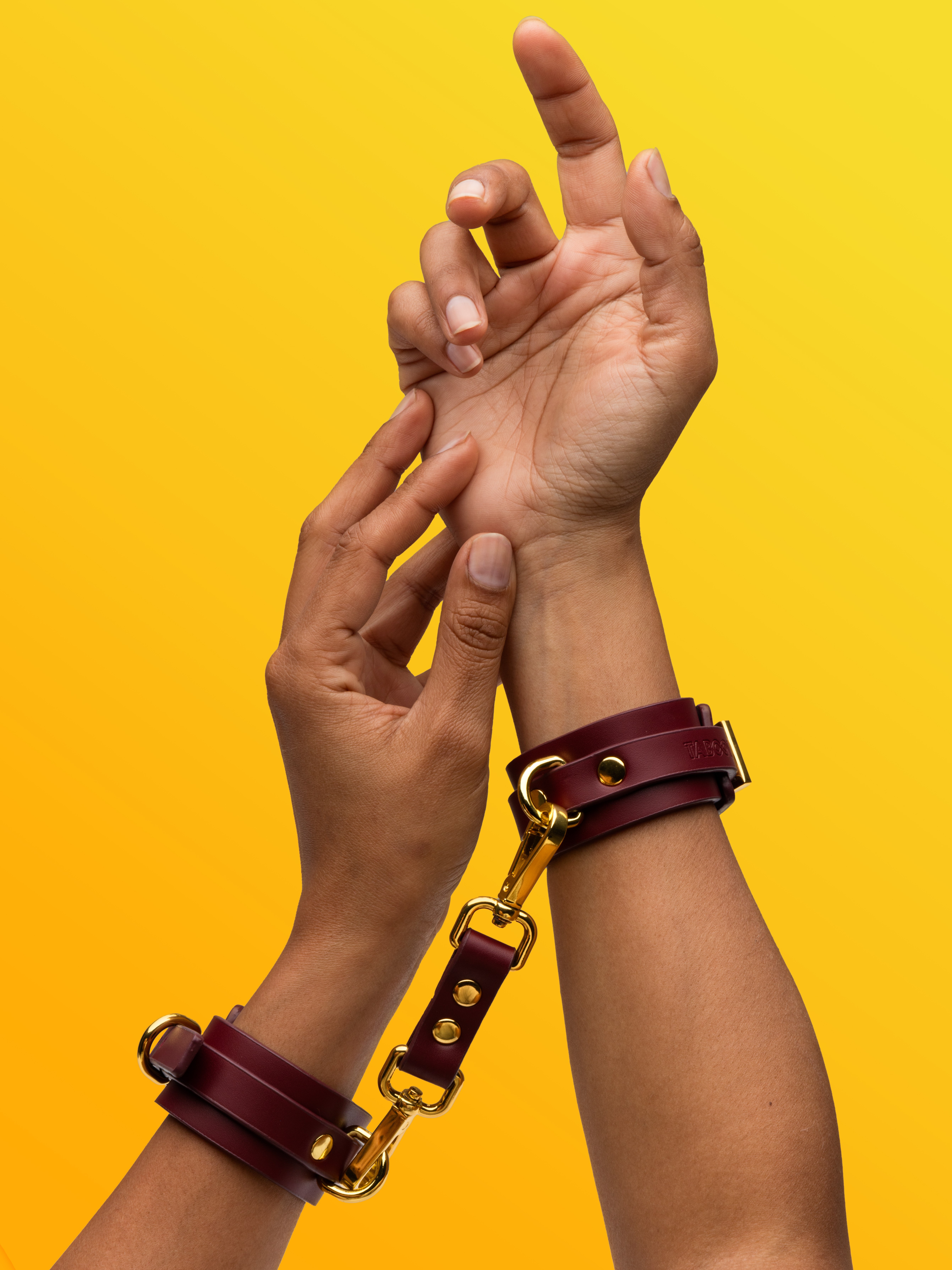 Taboom Bondage In Luxury Wrist To Thigh Cuff Set, Red, hi-res