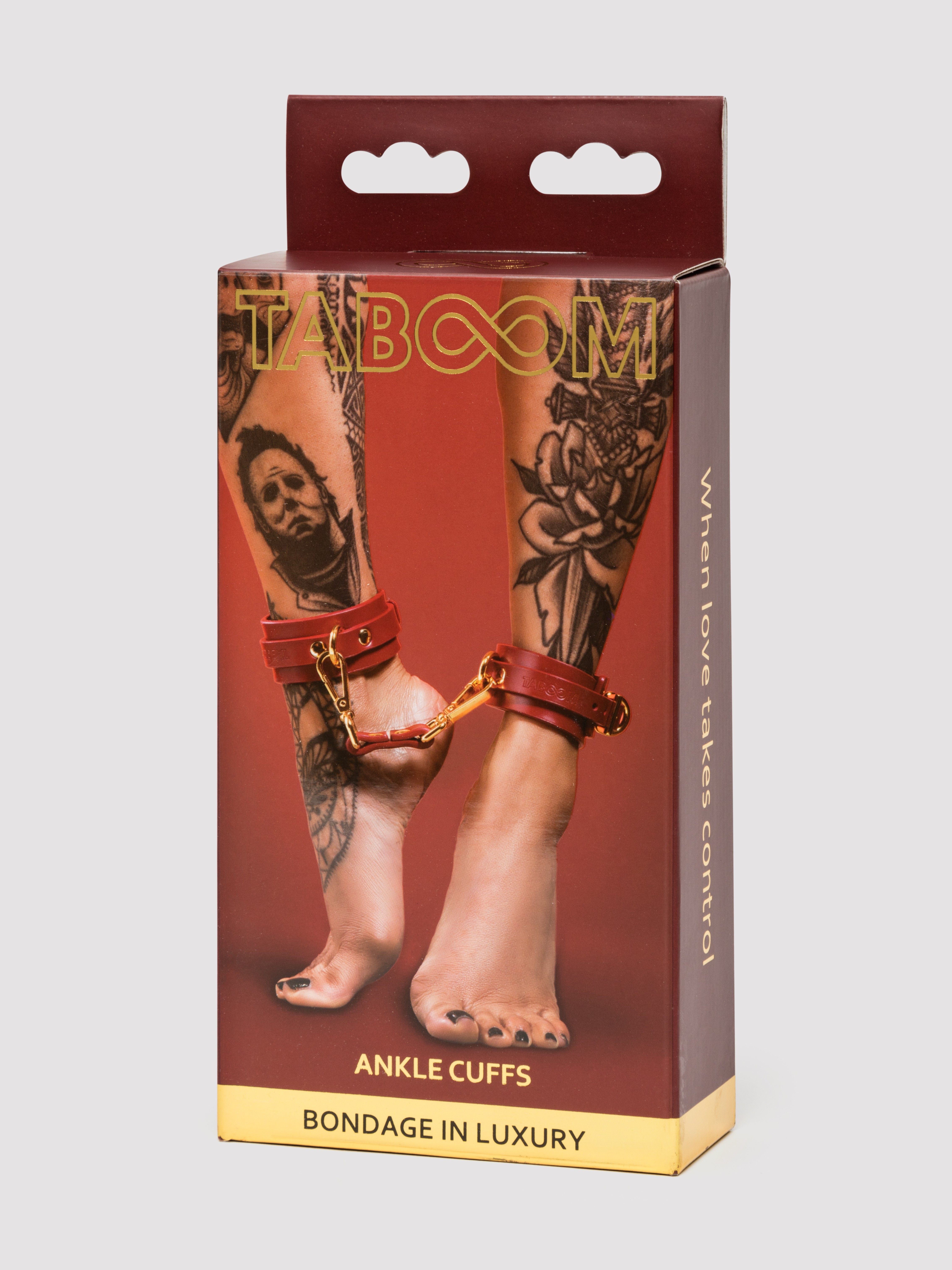 Taboom Bondage in Luxury Ankle Cuffs, Red, hi-res