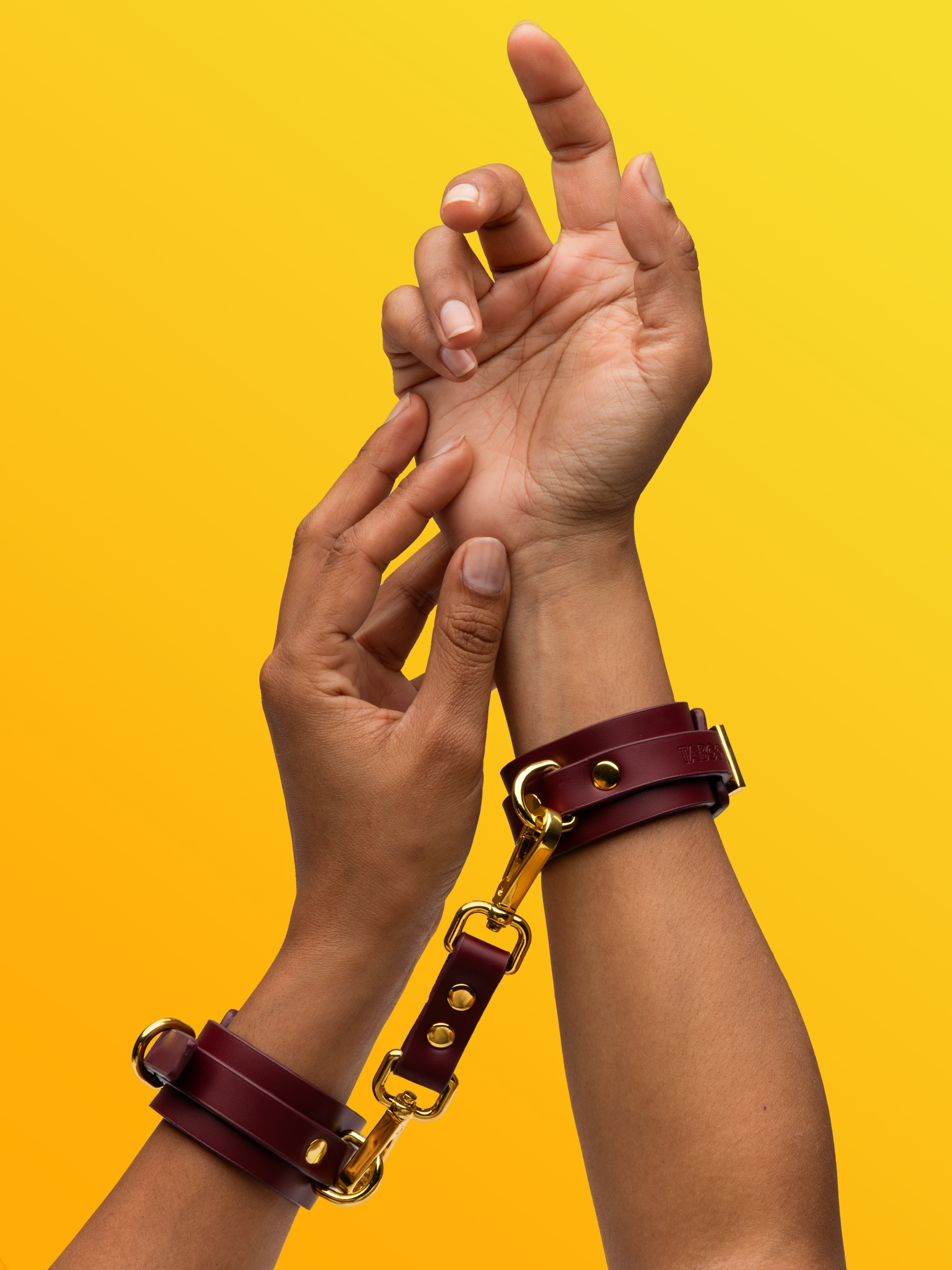 Taboom Bondage in Luxury Wrist Cuffs, Red, hi-res