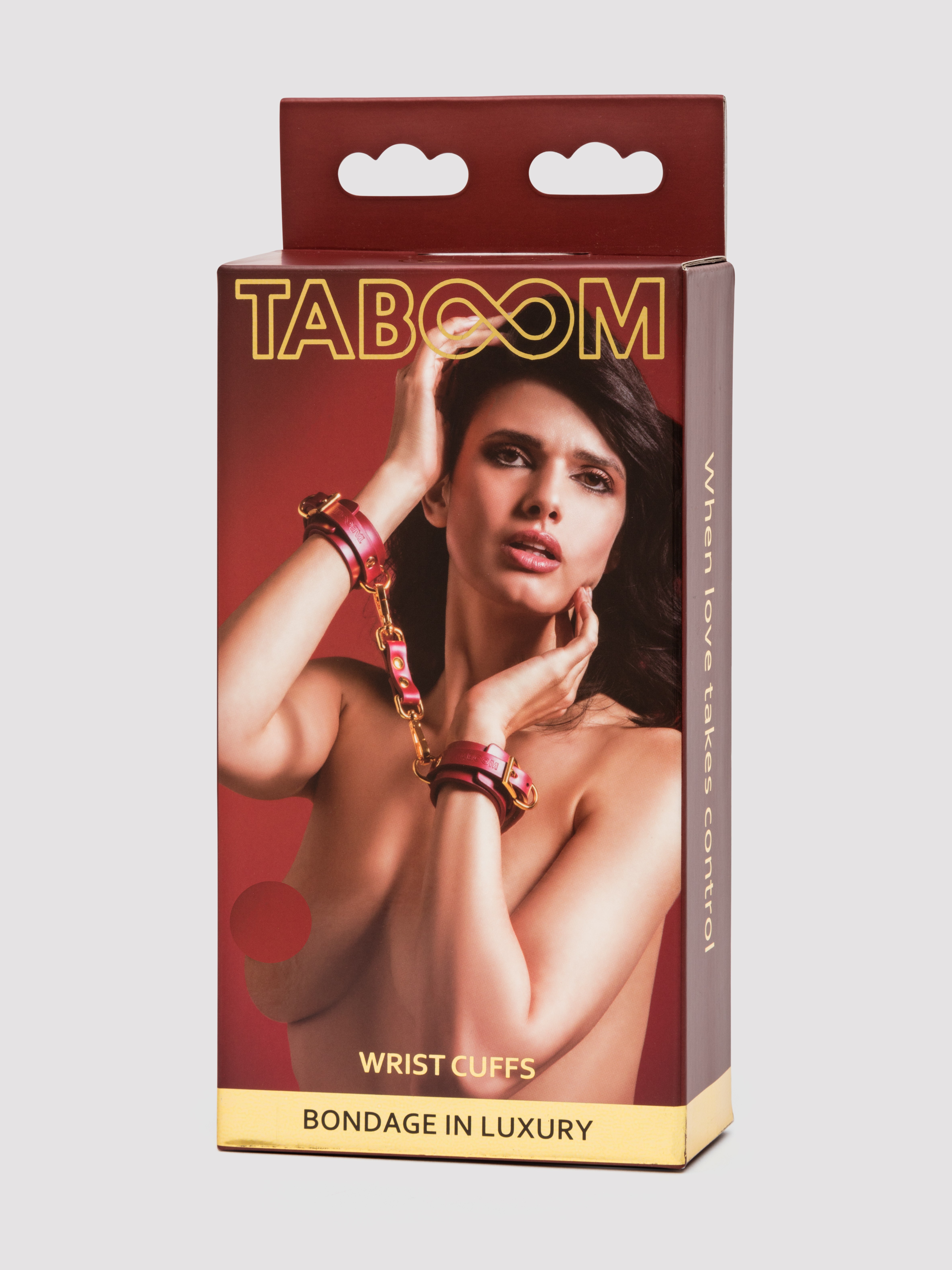 Taboom Bondage in Luxury Wrist Cuffs, Red, hi-res