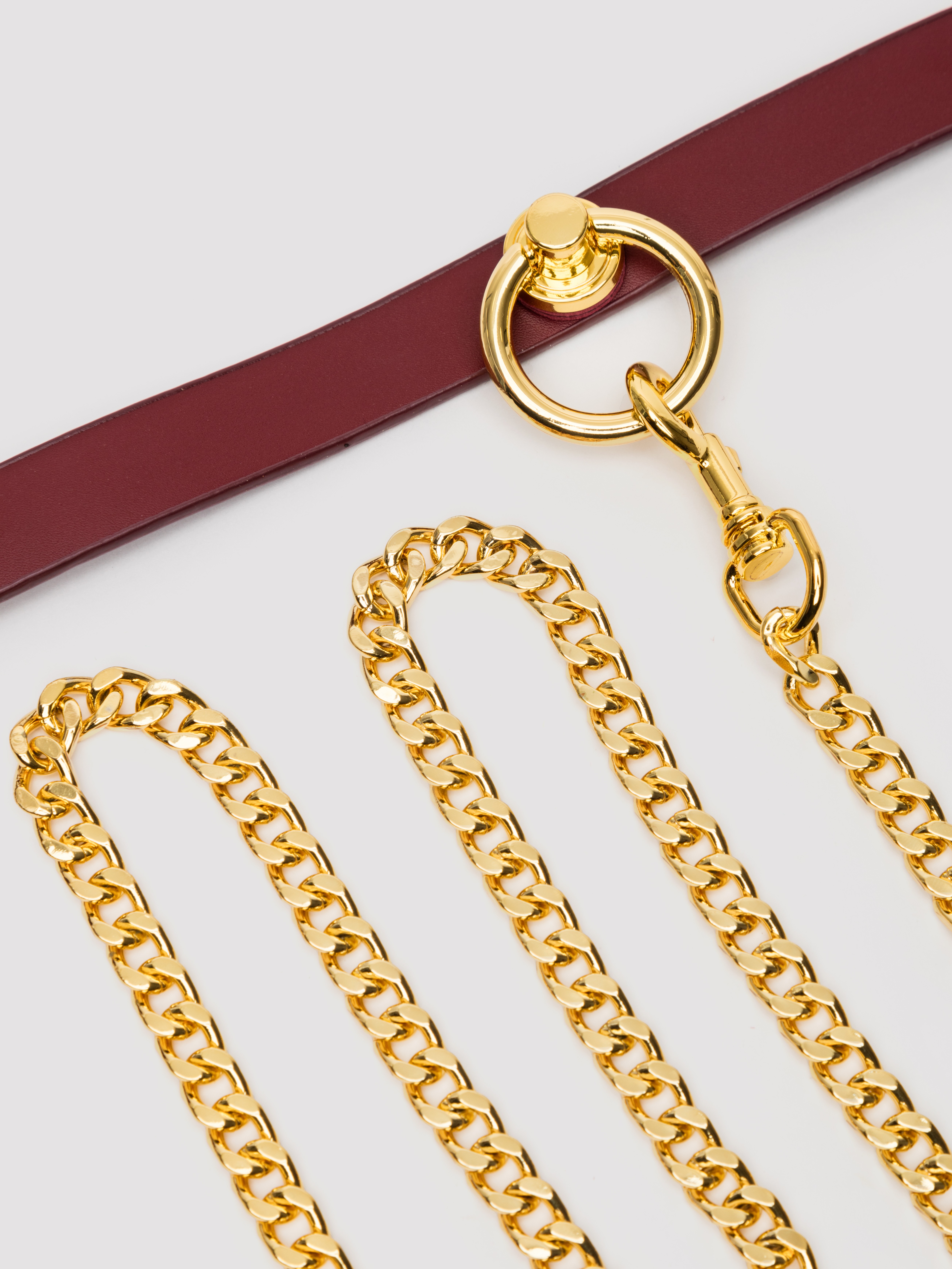 Taboom Bondage in Luxury O-Ring Collar and Chain Leash, Red, hi-res