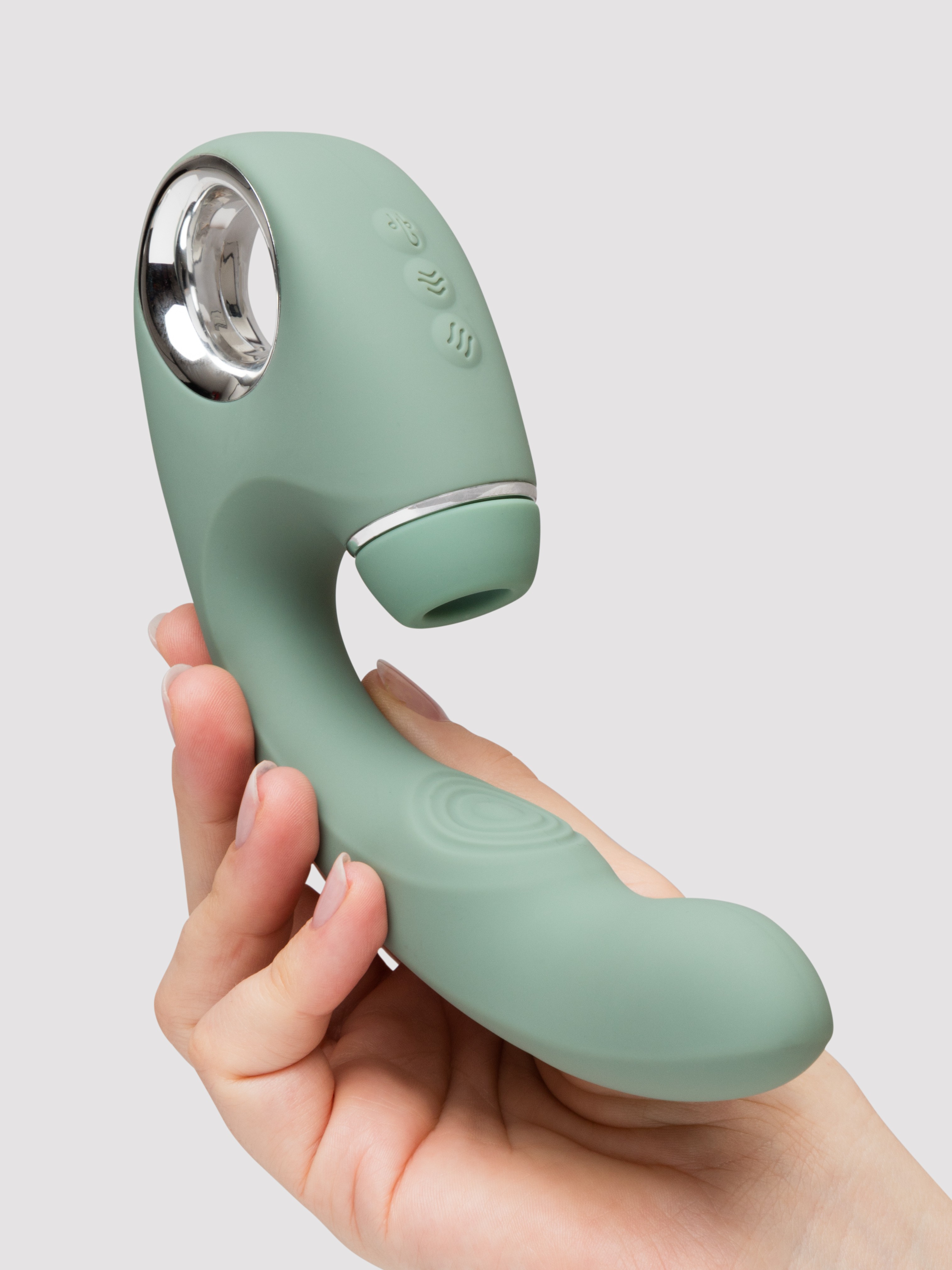 Image of Lovehoney Dual Embrace Pulsing Clitoral Suction Dual Stimulator - Green
