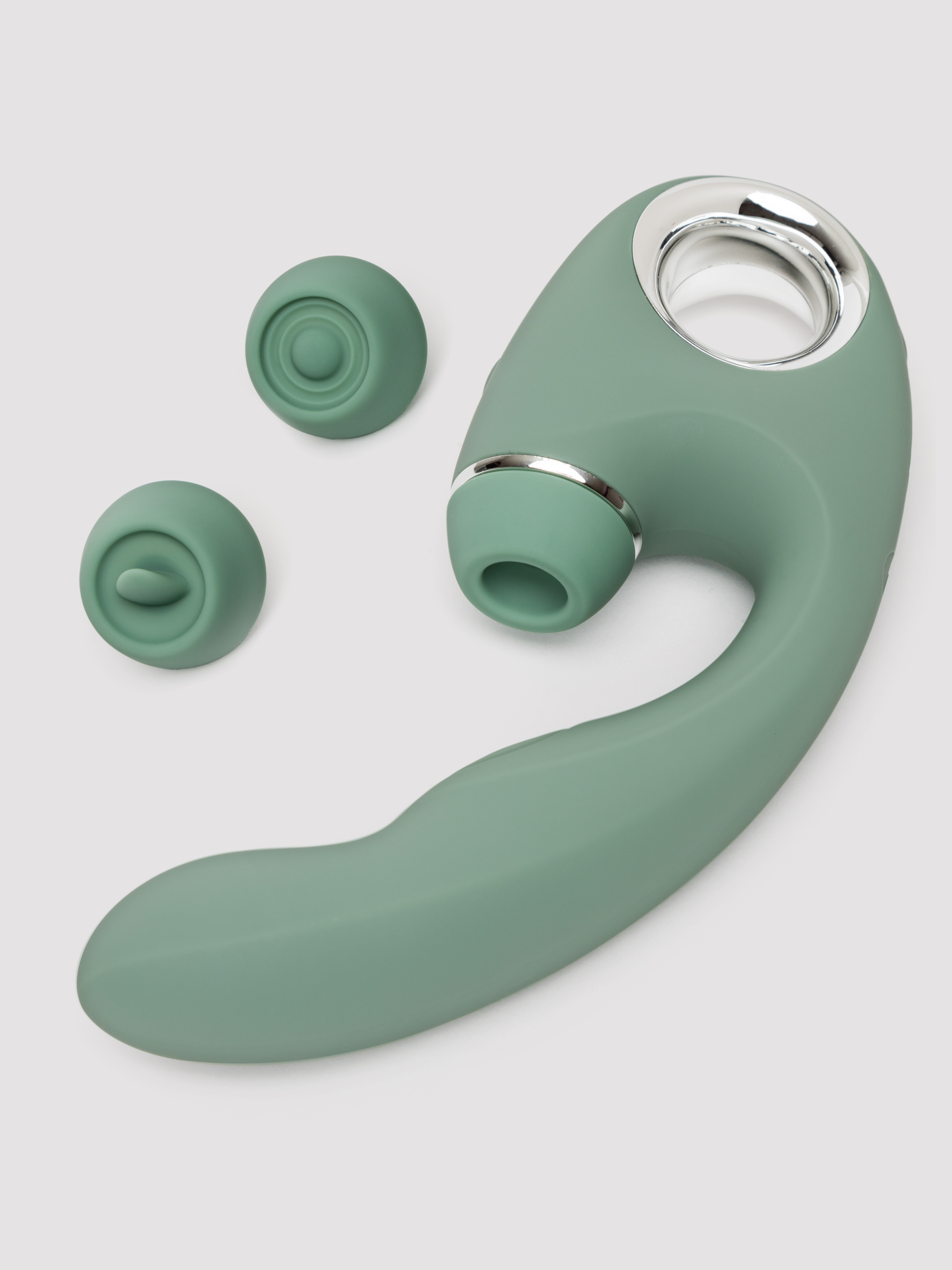 Lovehoney Dual Embrace Pulsing Clitoral Suction Dual Stimulator, Green, hi-res