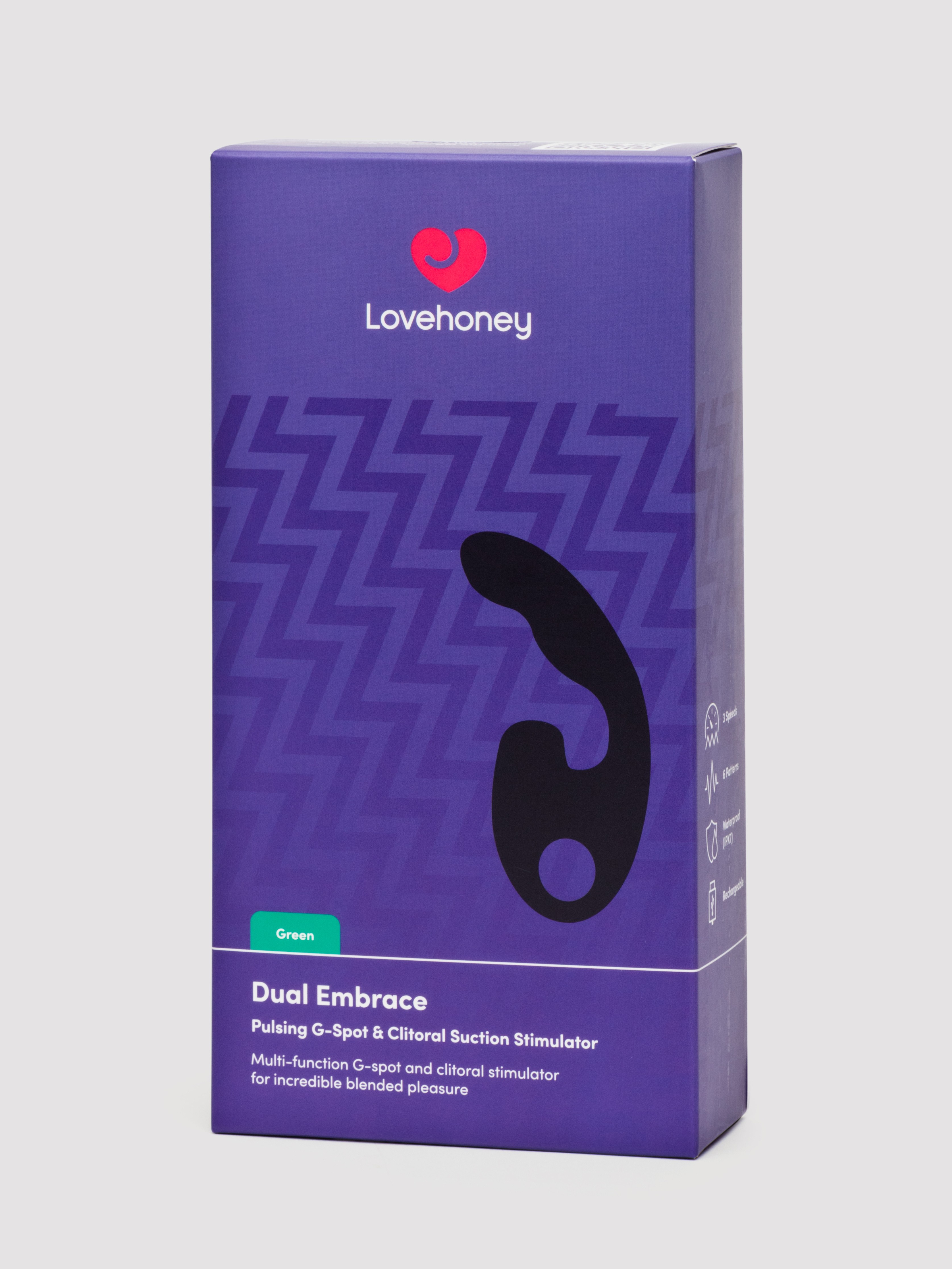 Lovehoney Dual Embrace Pulsing Clitoral Suction Dual Stimulator, Green, hi-res
