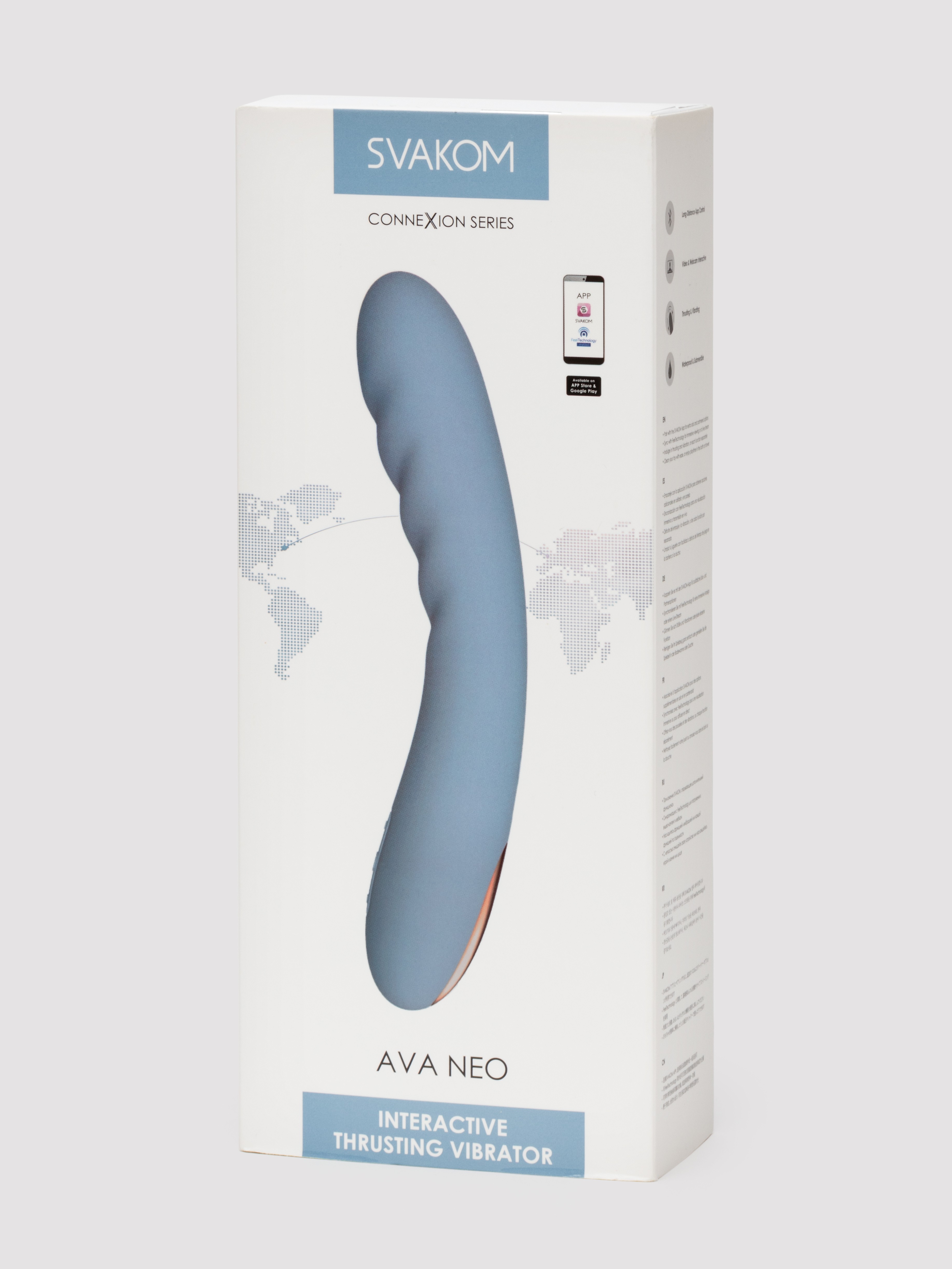 Svakom Ava Neo Interactive App Controlled Thrusting Vibrator, Blue, hi-res