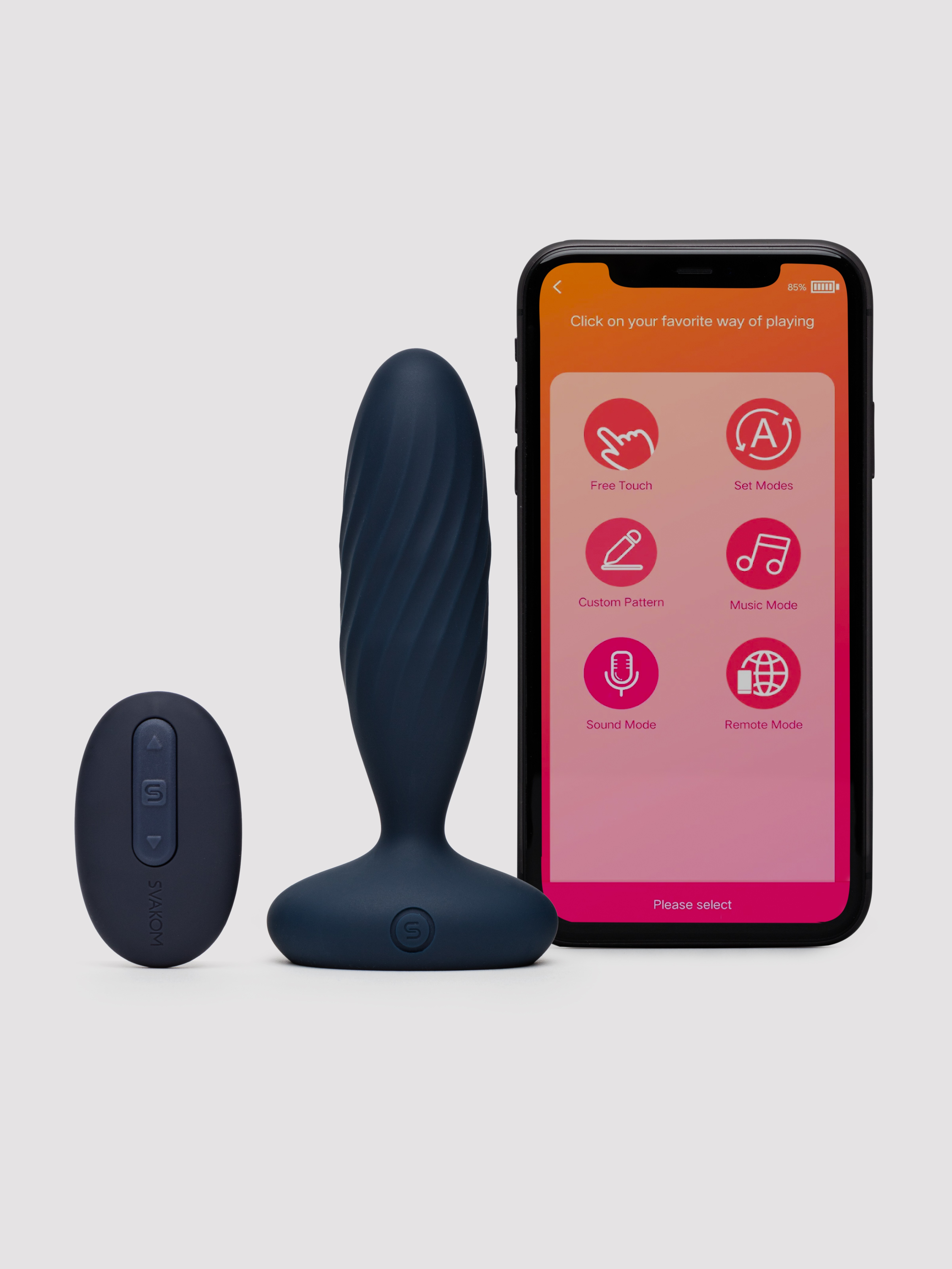 Svakom Jordan App-Controlled Thrusting Butt Plug, Blue, hi-res