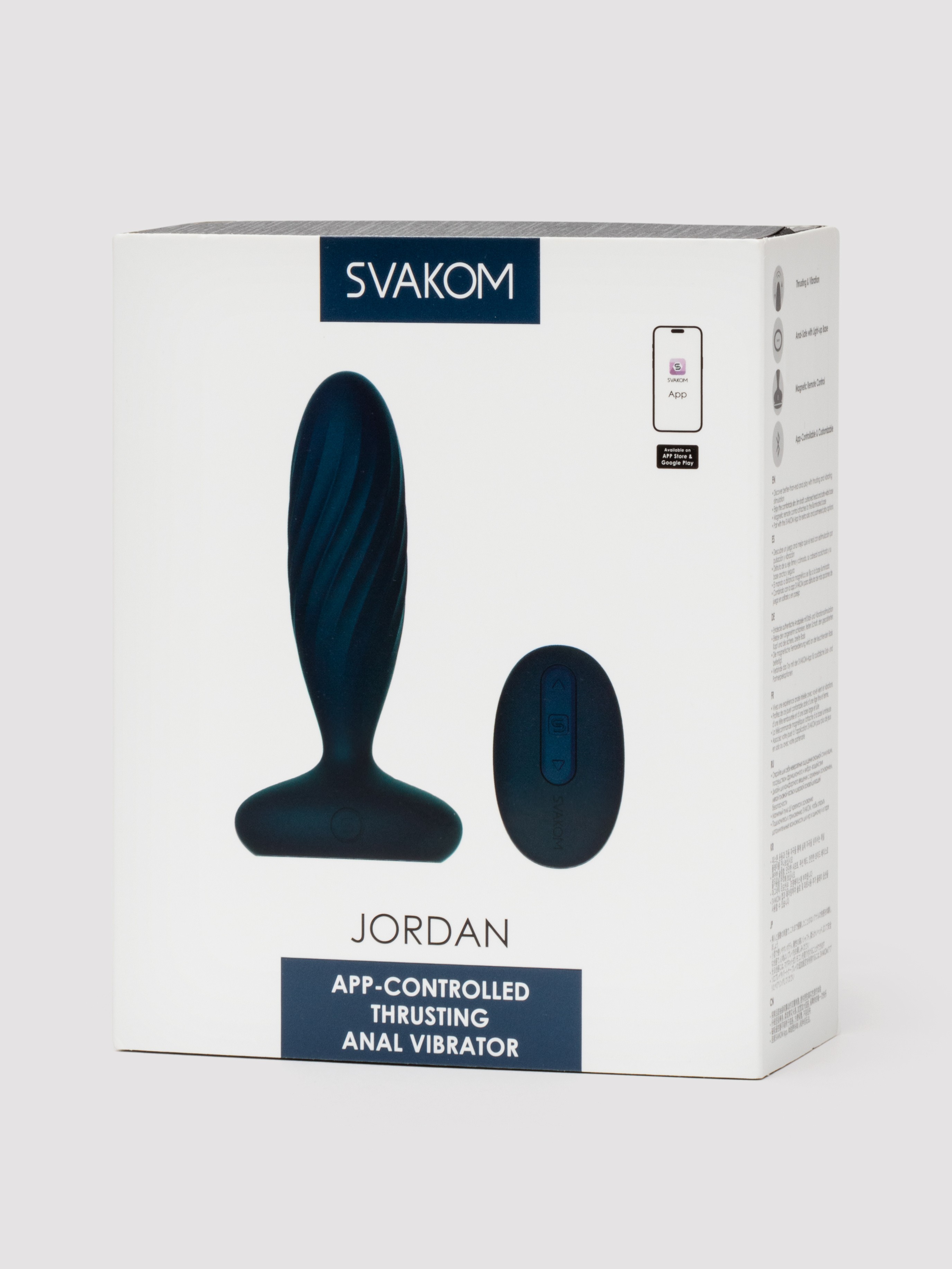 Svakom Jordan App-Controlled Thrusting Butt Plug, Blue, hi-res