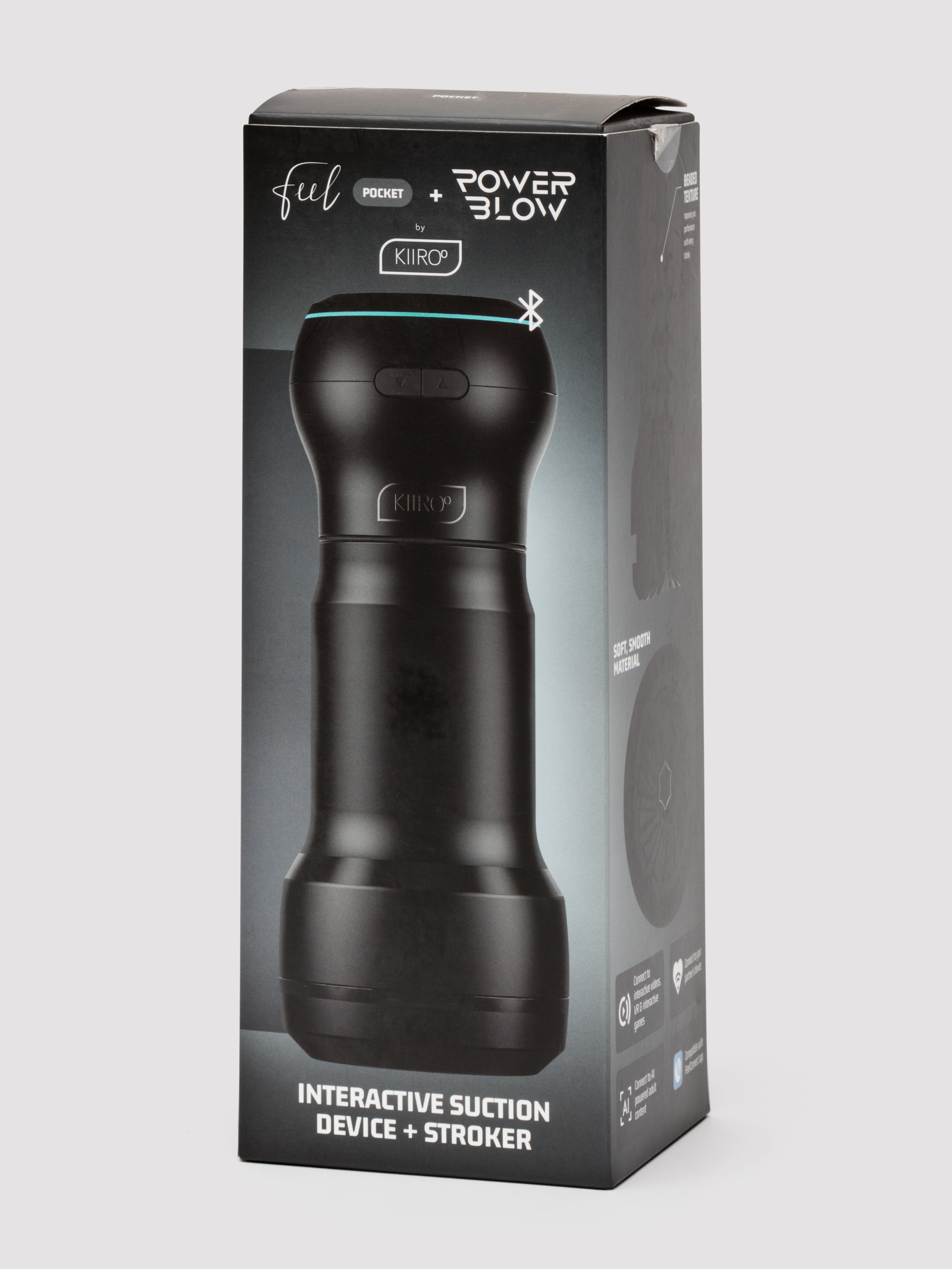 Kiiroo Feel Pocket + Powerblow Interactive Suction Device and Stroker Combo, Black, hi-res