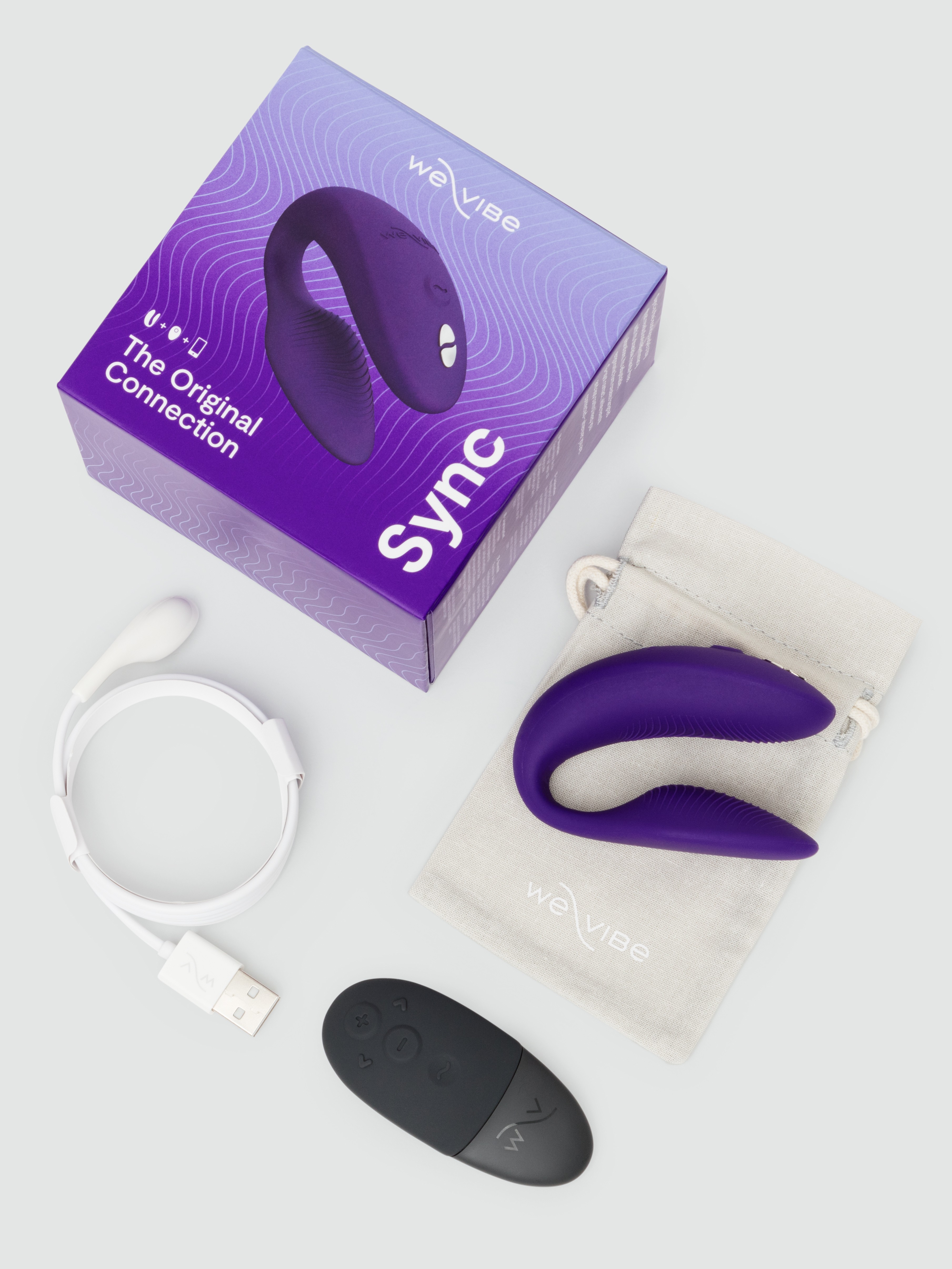We-Vibe Sync 2 Purple Remote Control and App Rechargeable Couple's Vibrator, Purple, hi-res