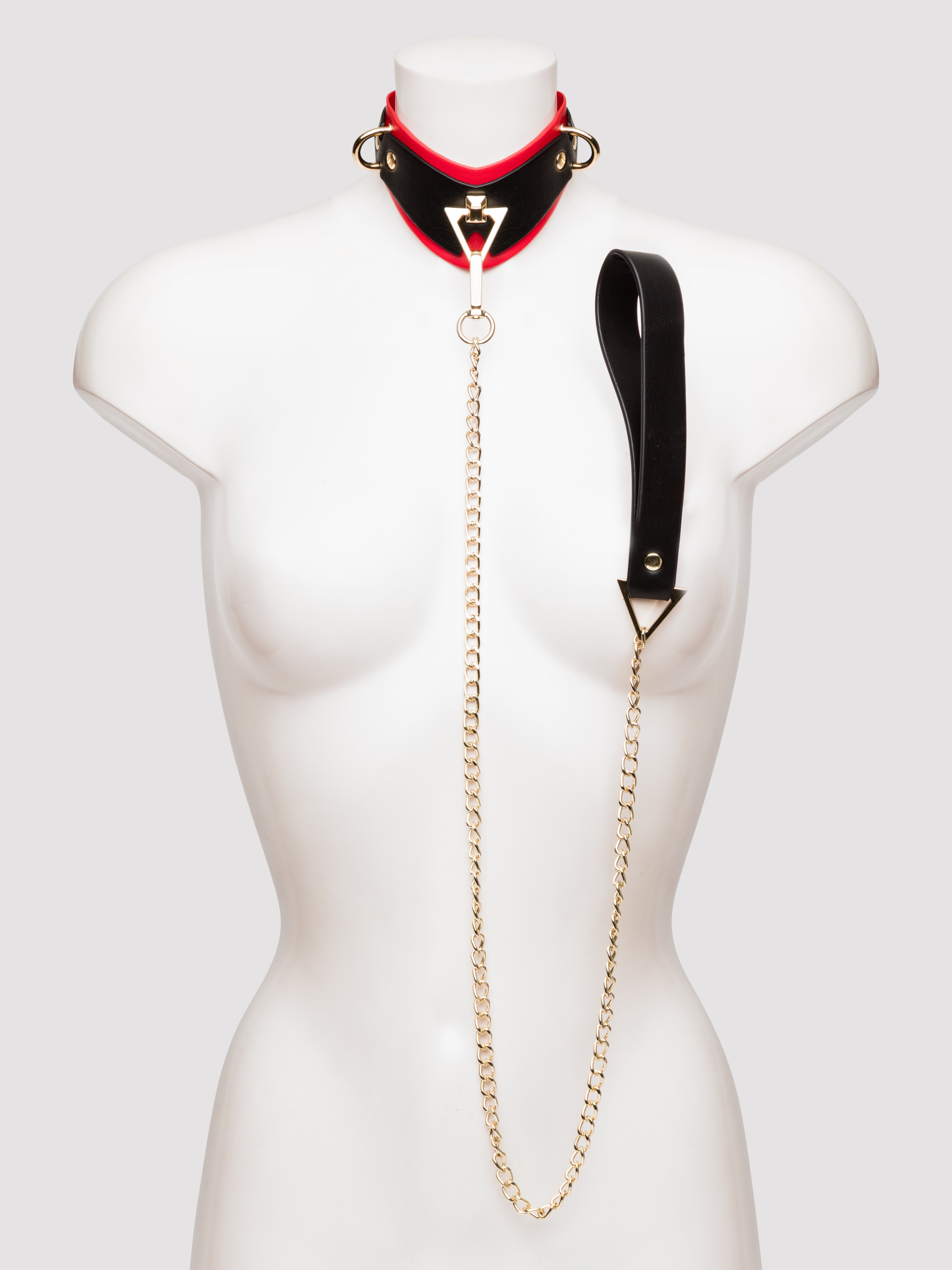 Ouch! Milan Faux Leather Collar with Leash - Red