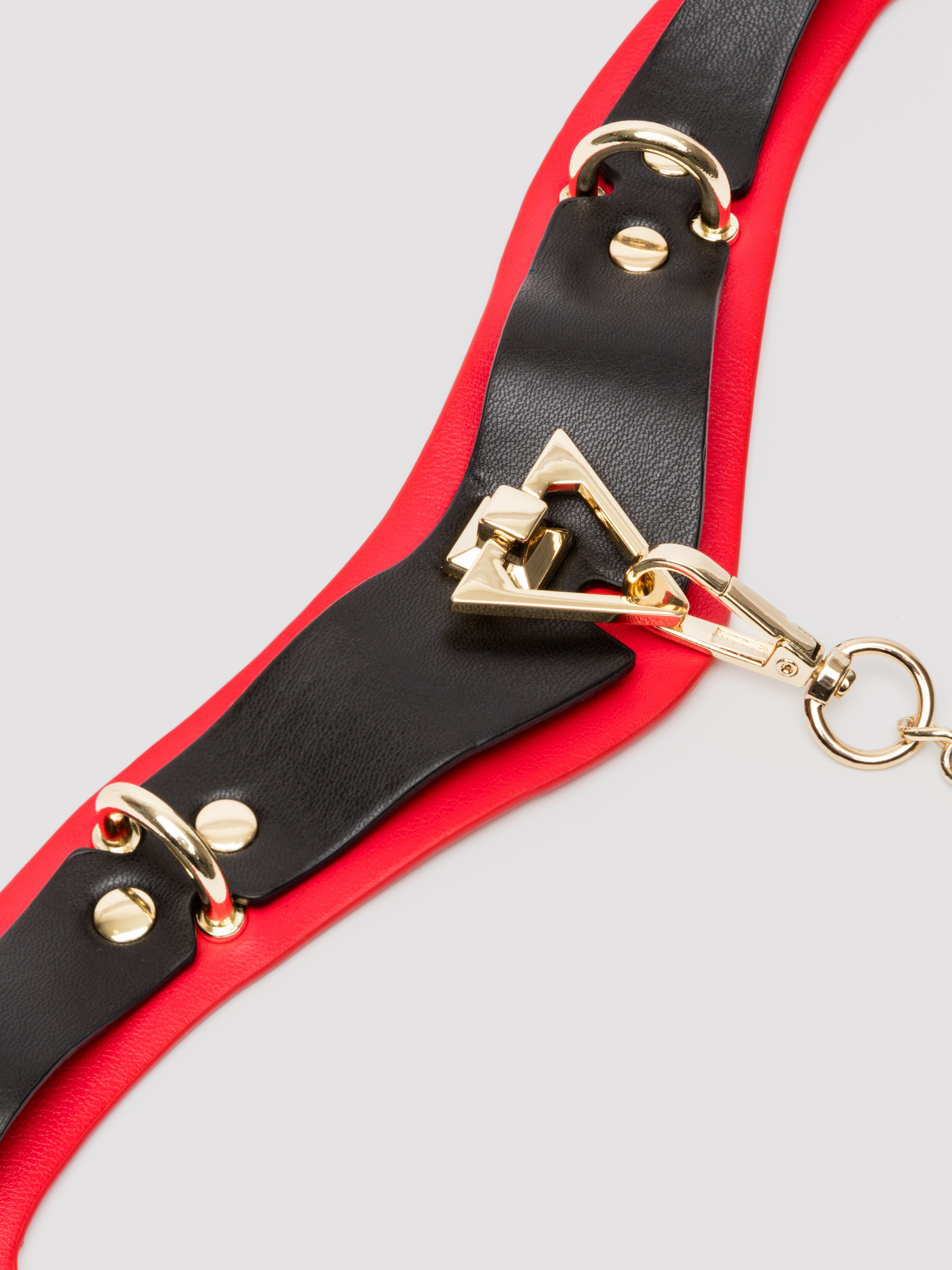 Ouch! Milan Faux Leather Collar with Leash, Red, hi-res