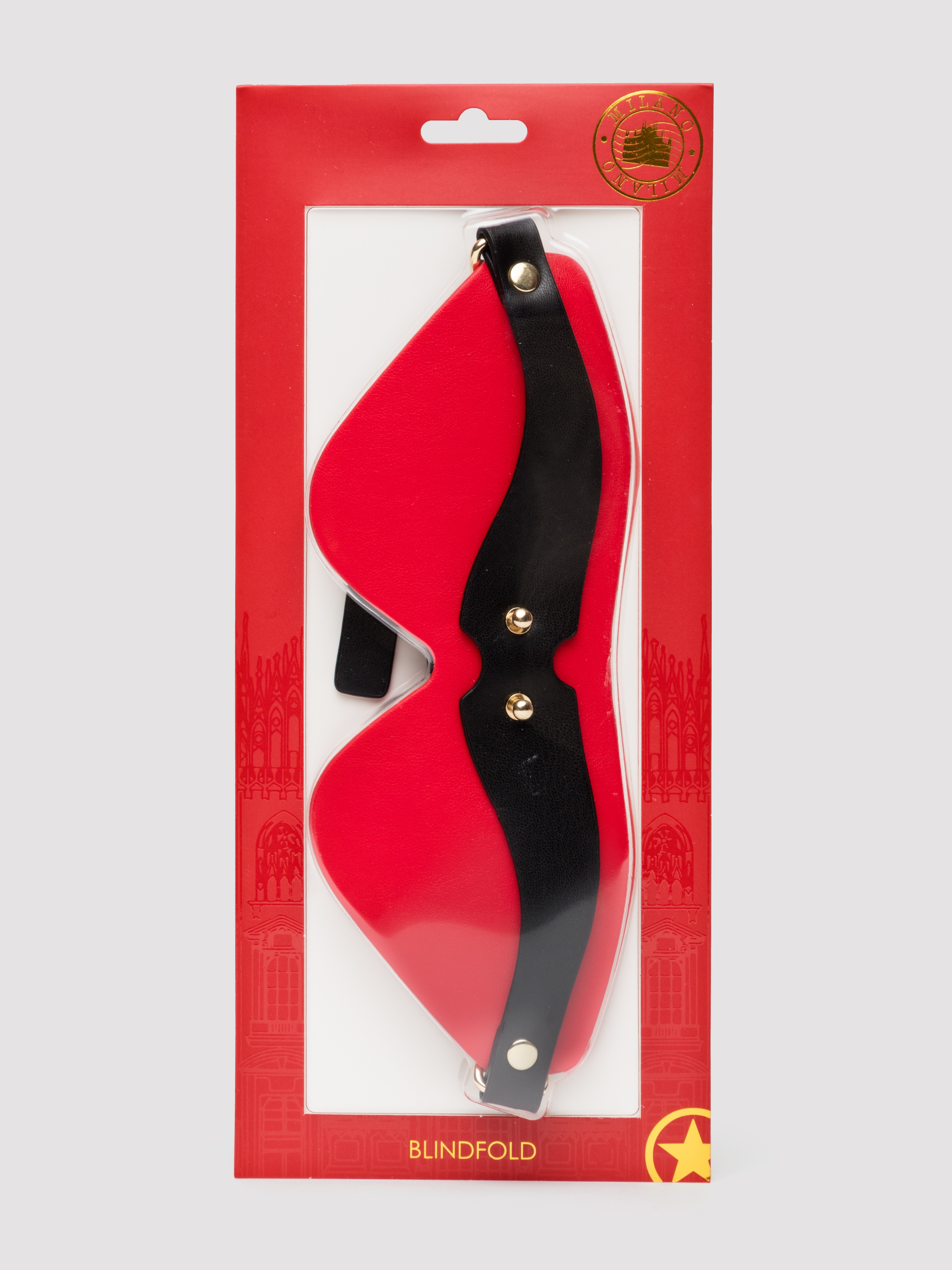 Ouch! Milan Faux Leather Blindfold, Red, hi-res