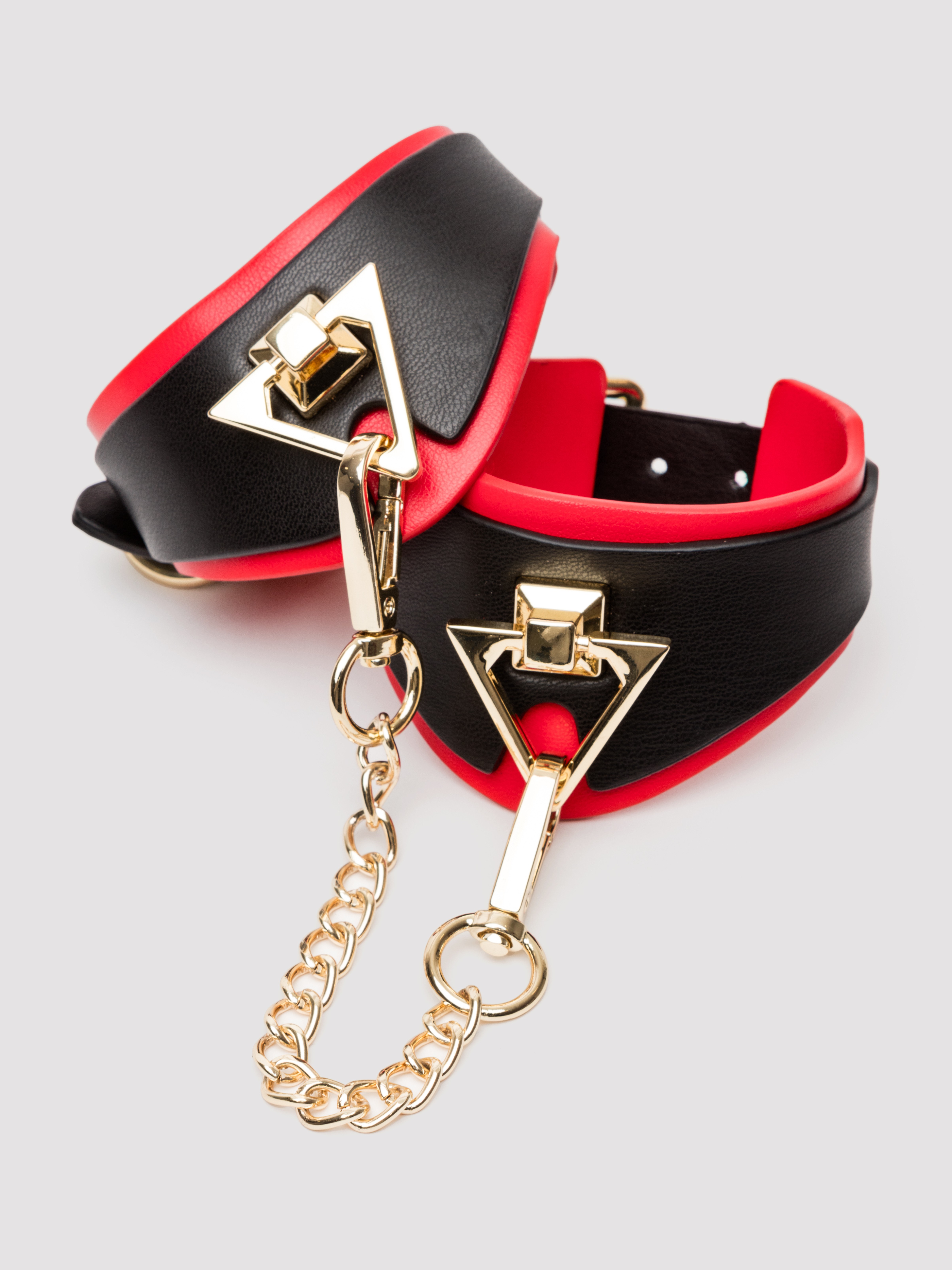 Ouch! Milan Faux Leather Handcuffs, Red, hi-res
